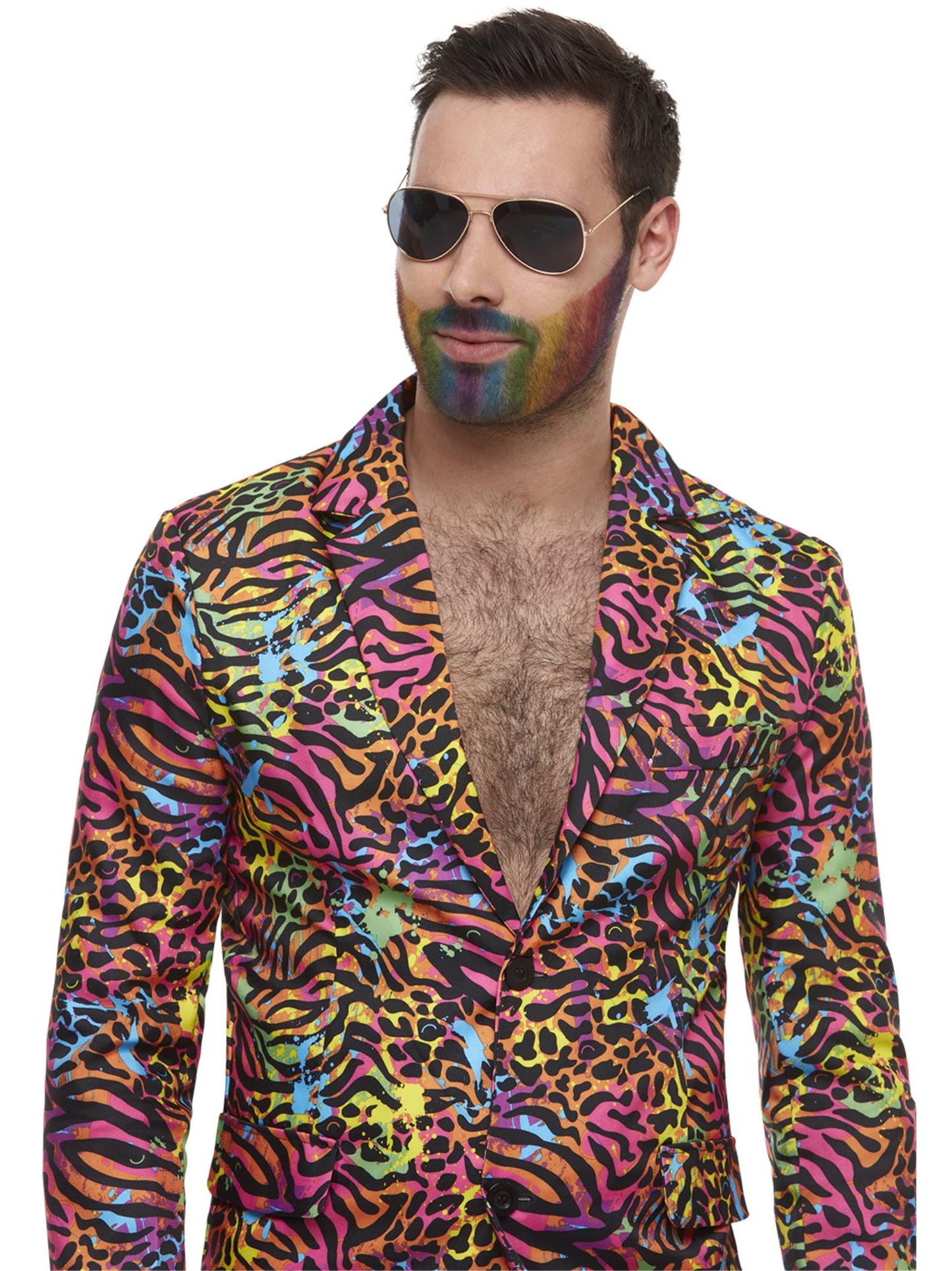 Neon Anzug, Mehrfarbig, mit Jacke, Hose & Krawatte