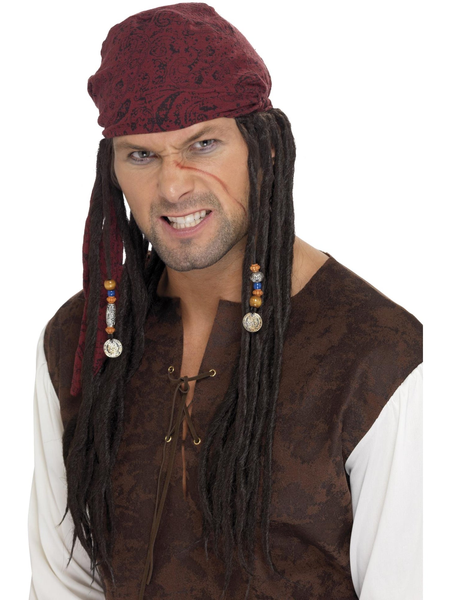 Pirate Bandanna with Plaits, Brown Wholesale
