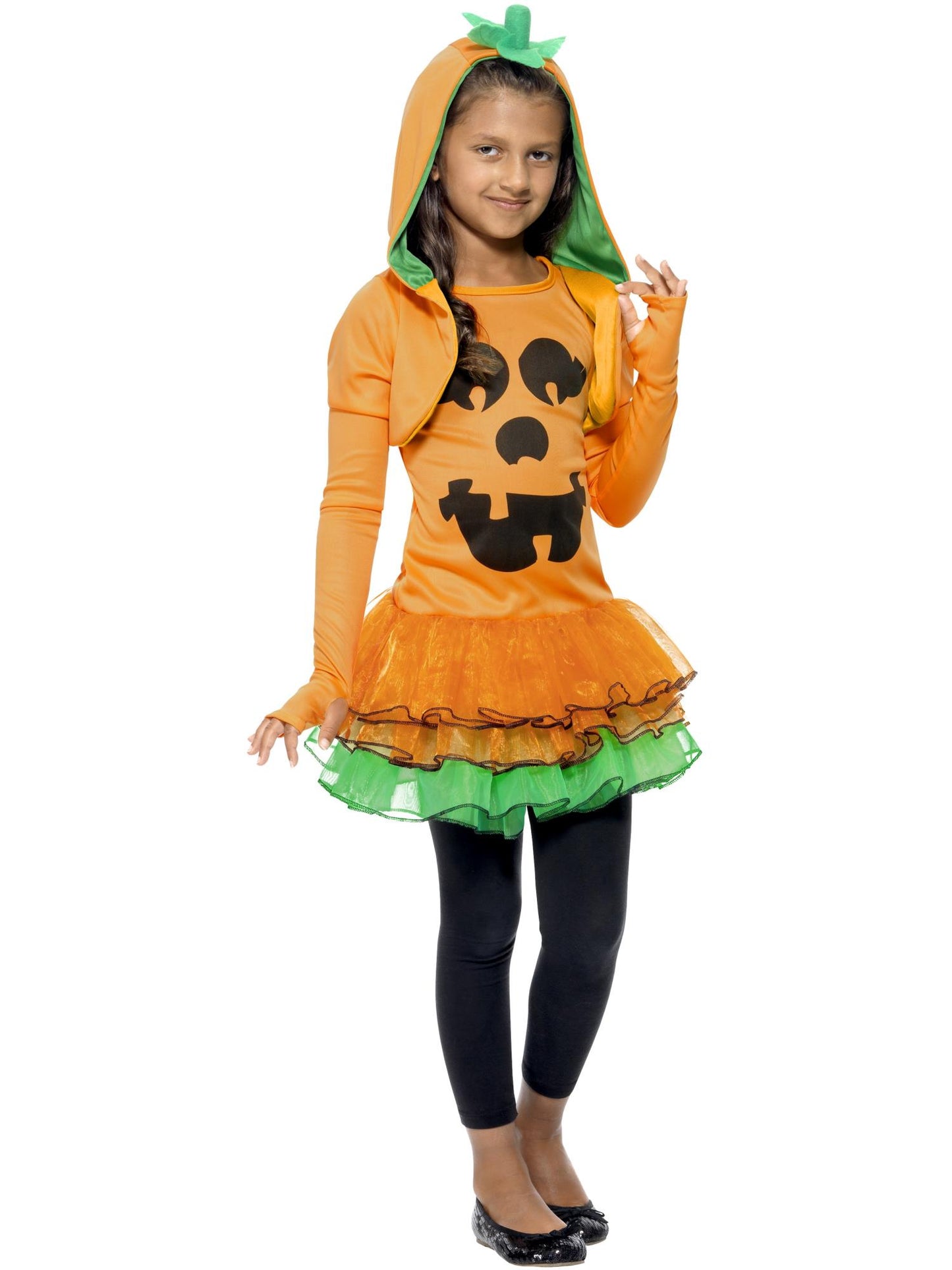 Disfraz de calabaza de vestido con tutú, Naranja, con vestido con tutú y cazadora con capucha