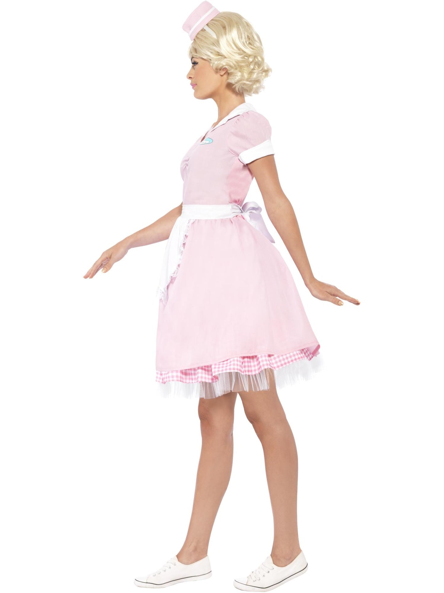 50´s Diner Serviererin Kostüm, mit Kleid und Mini-Hut