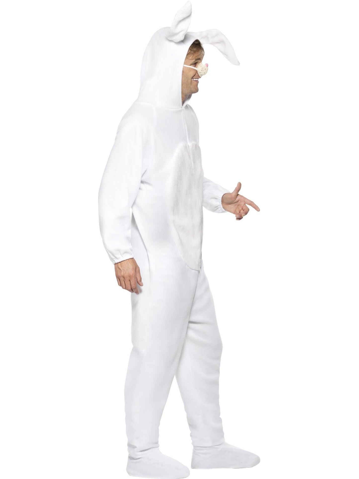 Costume de Lapin, Blanc, Tout en un avec Capuchon et Nez