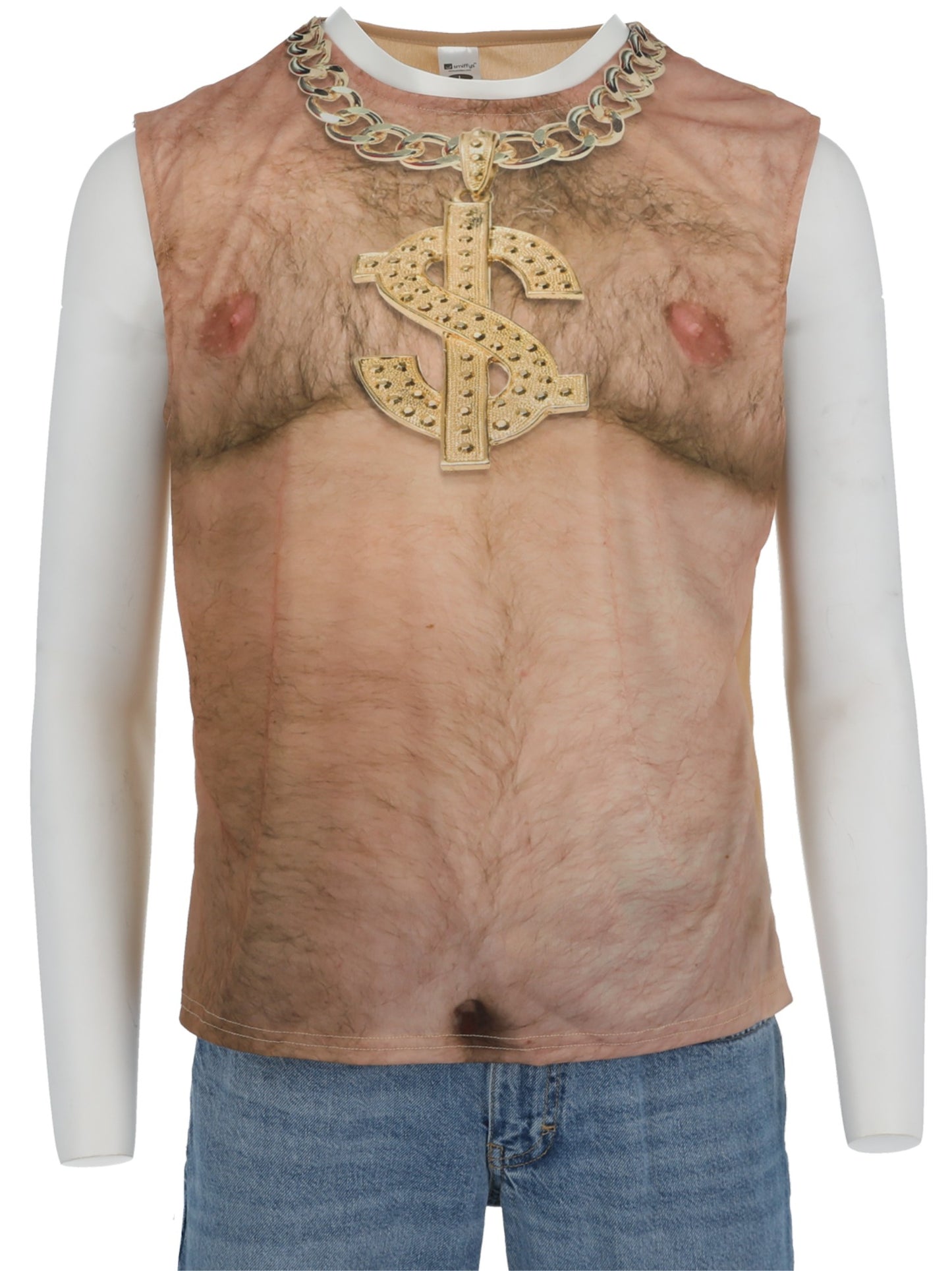 Realistische 70iger Jahre Brustbehaarung, ärmelloses Top, mit Sublimationsdruck