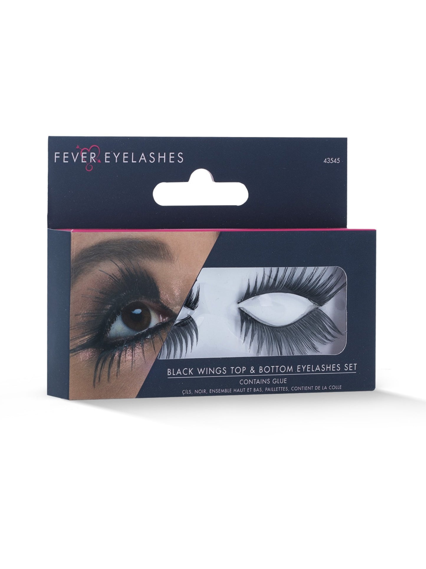 Wimpern, Schwarz, Set für oben und unten, Flügel, Kleber inklusive