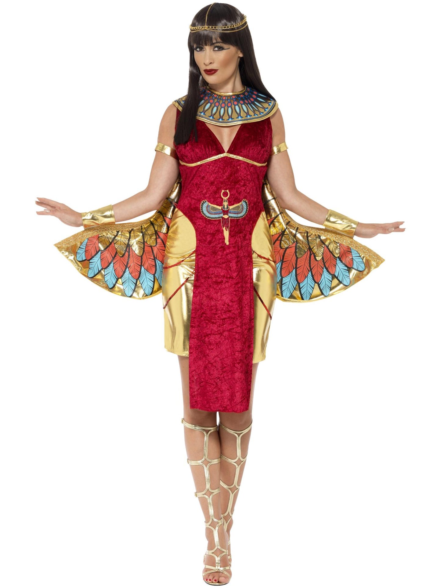 Kostüm Agyptische Göttin, mit Kleid, Flügeln, Kragen und Kopfteil