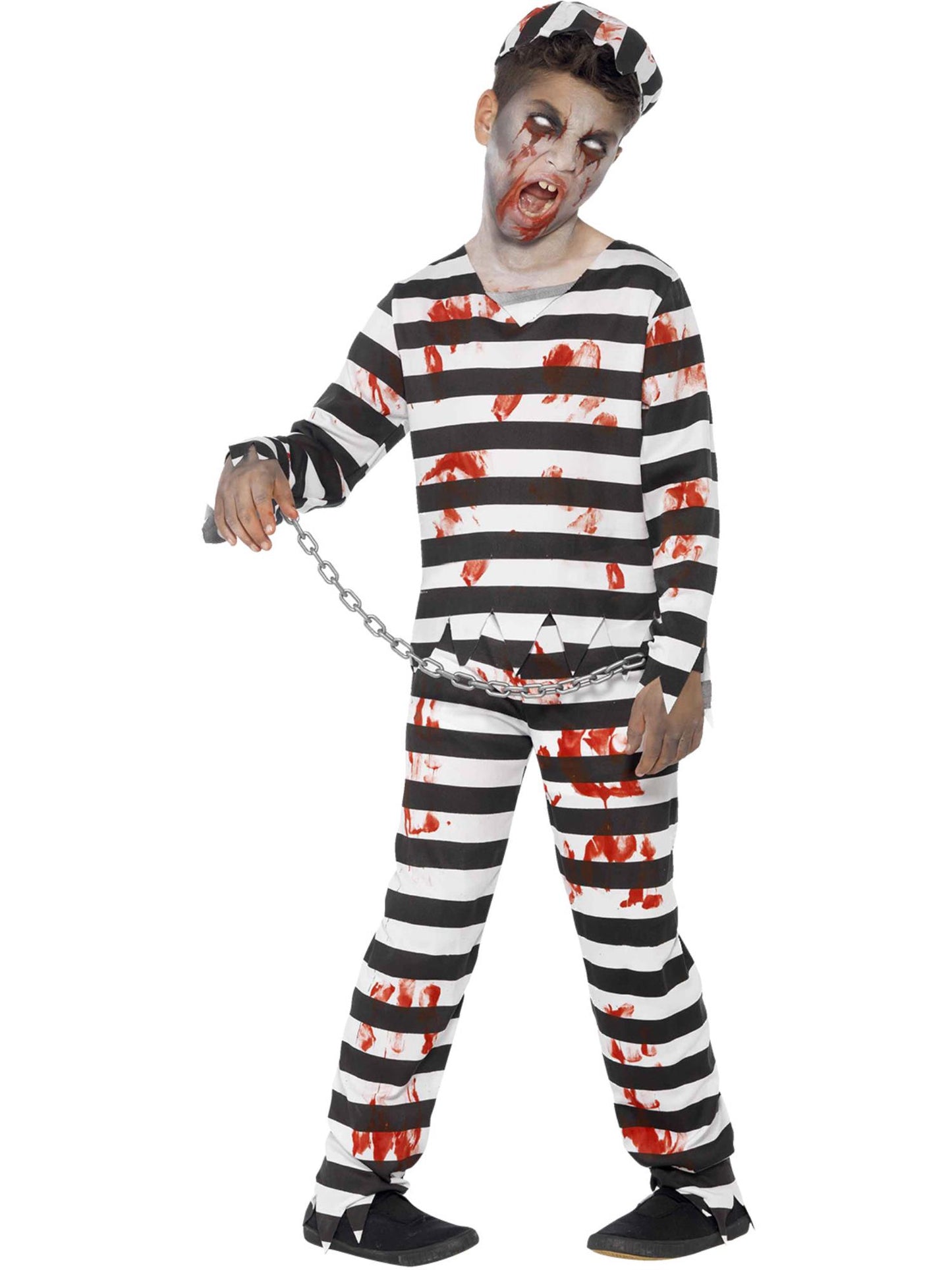 Zombie Convict Costume, Black & White Wholesale
