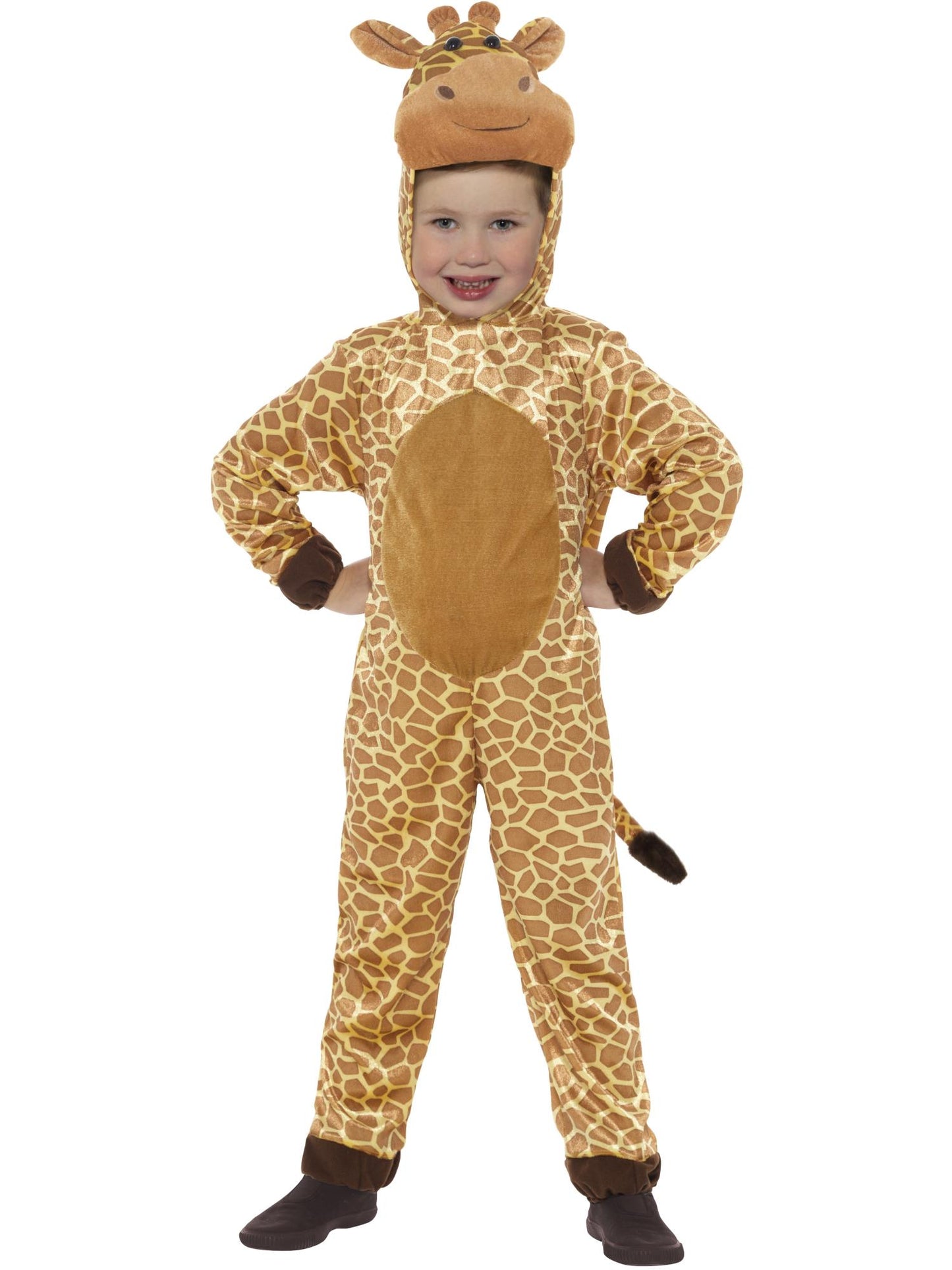 Costume girafe, brun, avec combinaison à capuche et queue