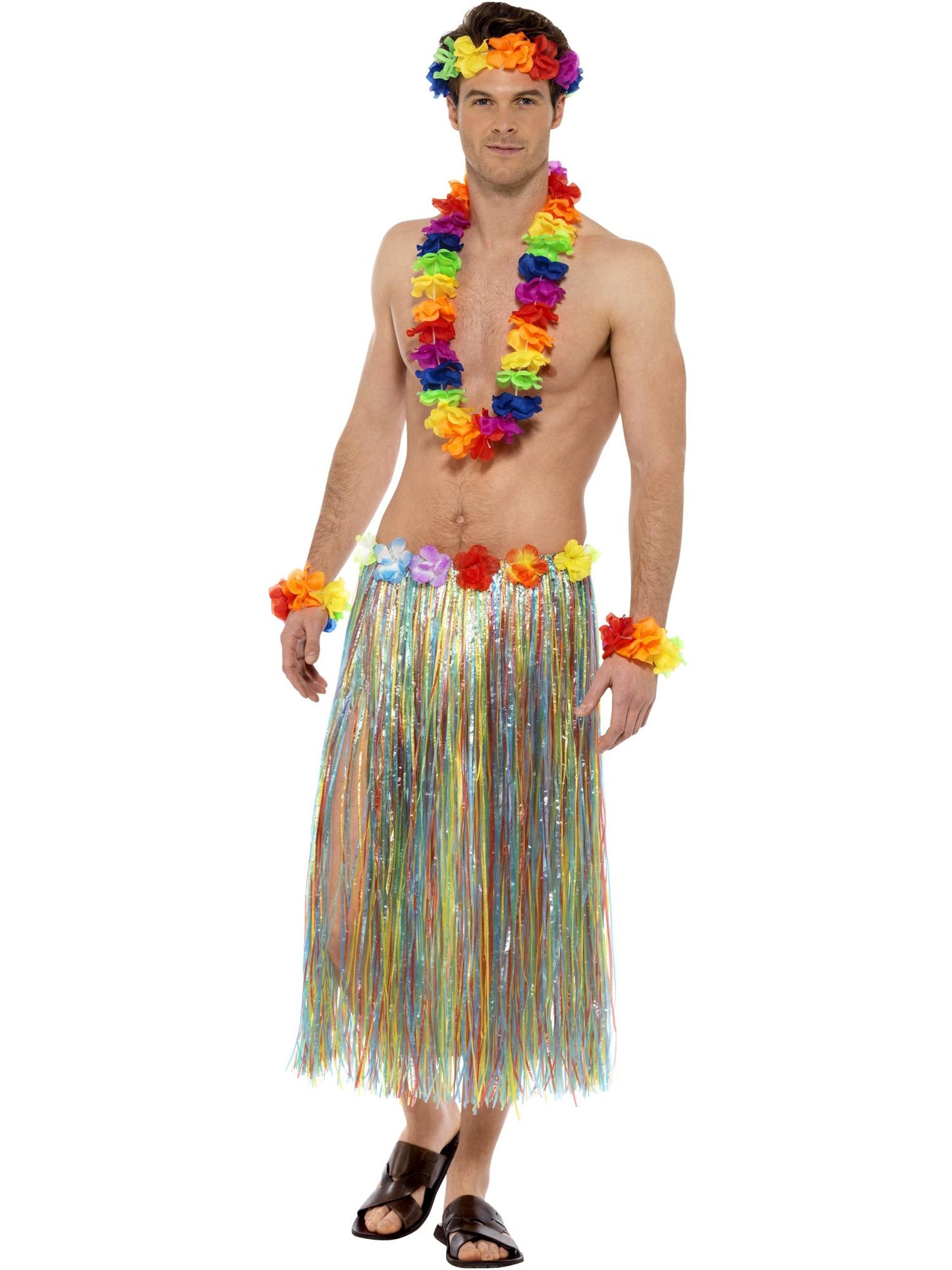 Regenbogen Hawaii Set, Mehrfarbig, mit Kette, Kopfband & Armband