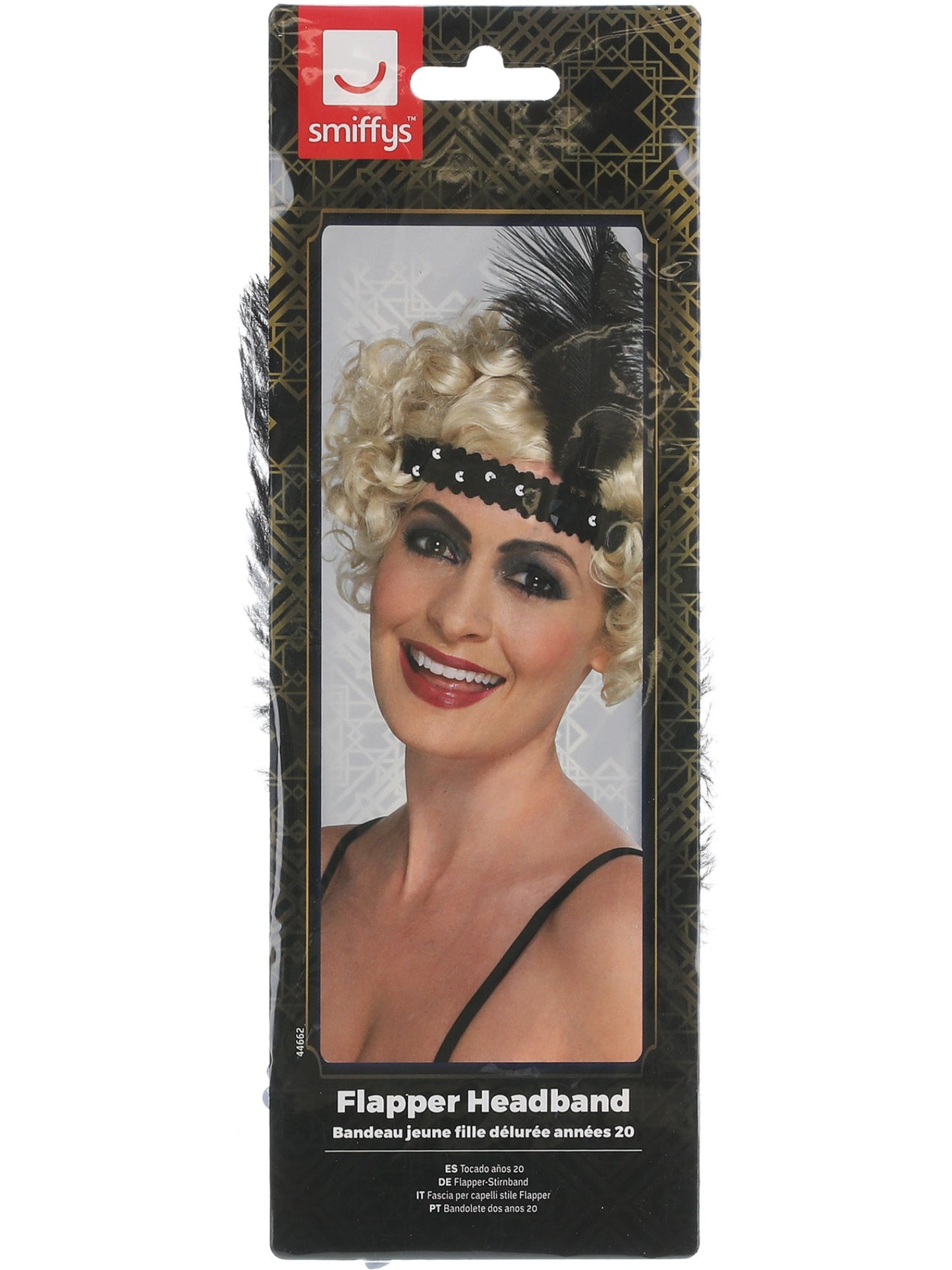 Bandeau jeune fille délurée années 20, Noir, avec plume
