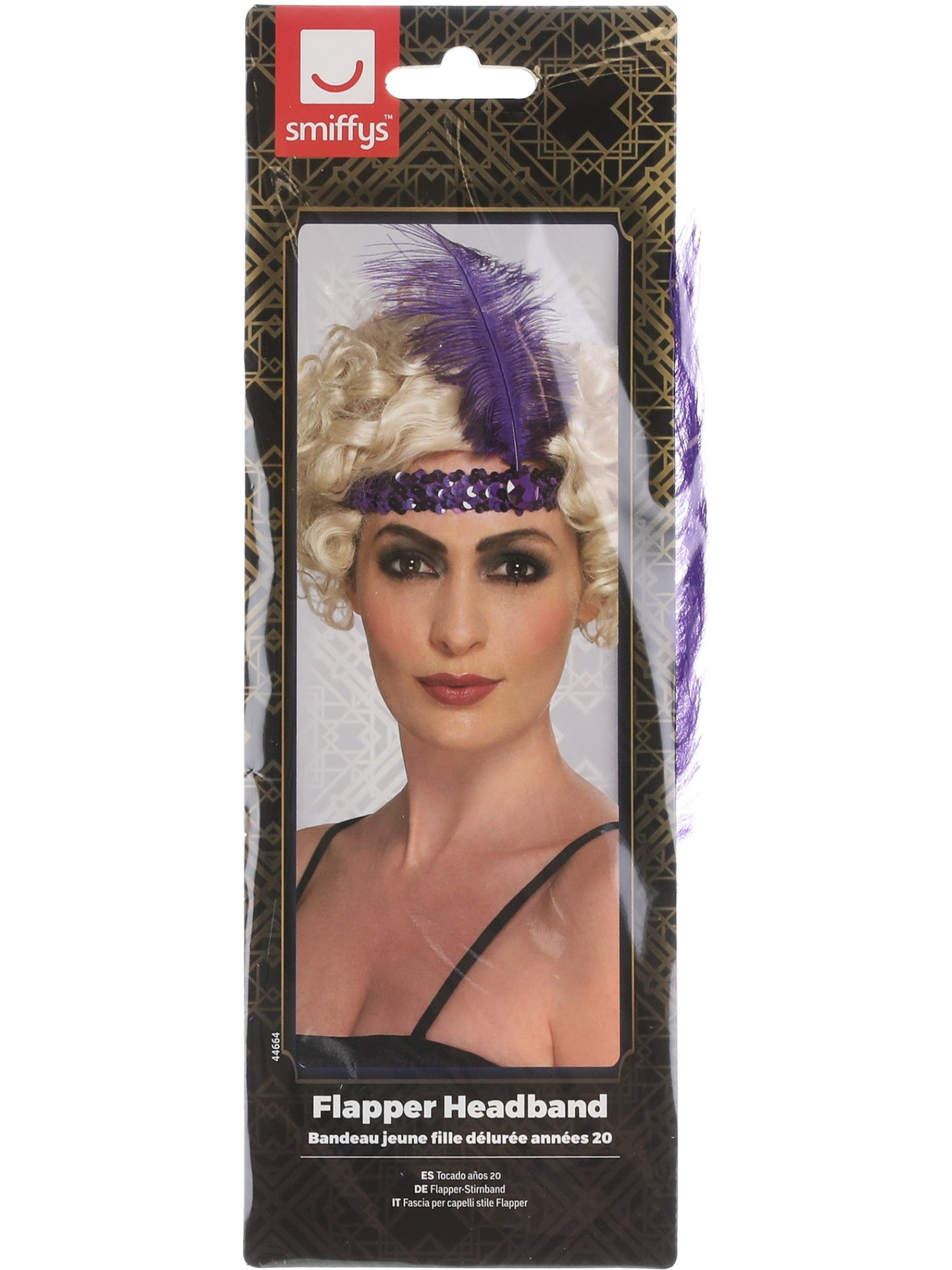 Flapper-Stirnband, Purpur, mit Feder