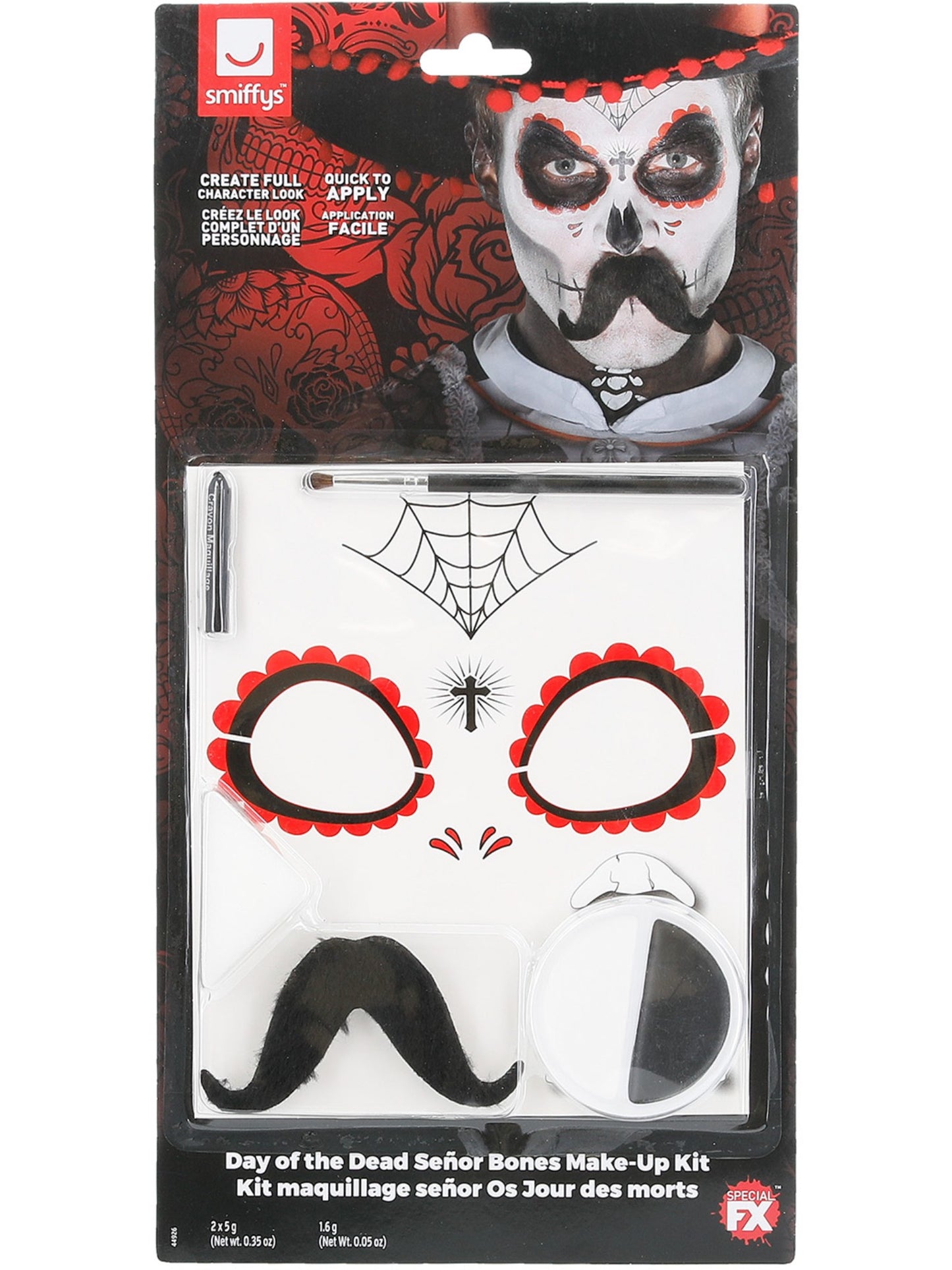 Kit de maquillaje para esqueleto de novio del día de muertos, Aqua, Negro y blanco, con transferencias, pintura de cara, lápices y aplicadores