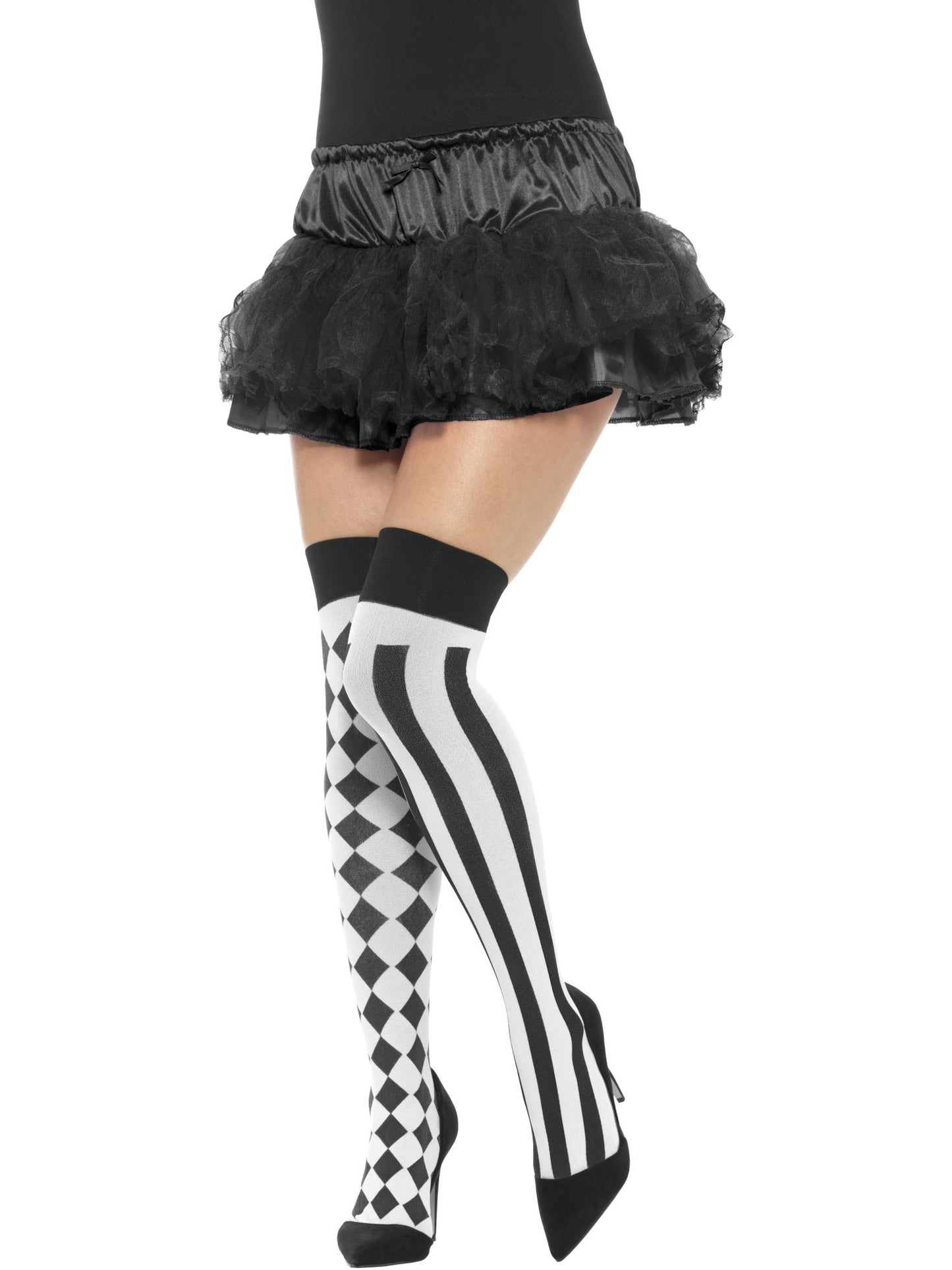Bas arlequin, blanc et noir