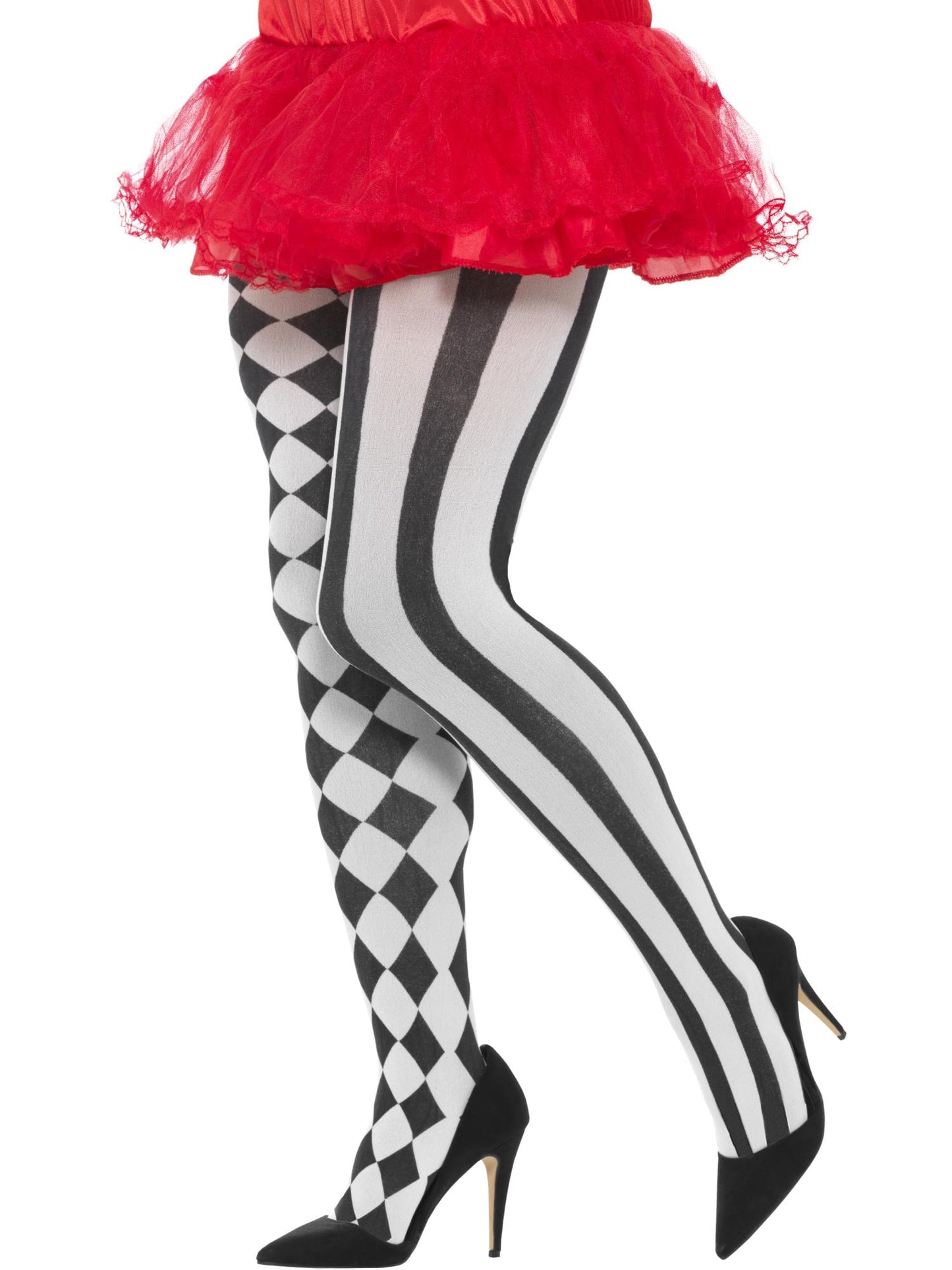Harlequin Tights, Plus Size, White & Black Wholesale