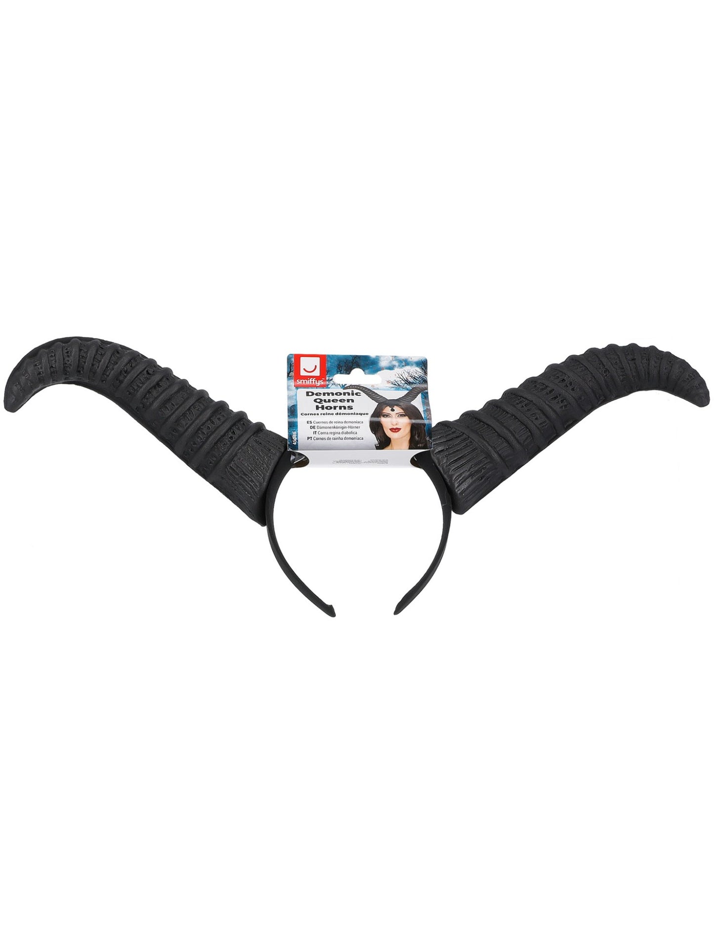 Demonic Queen Horns, on Headband, Black Wholesale