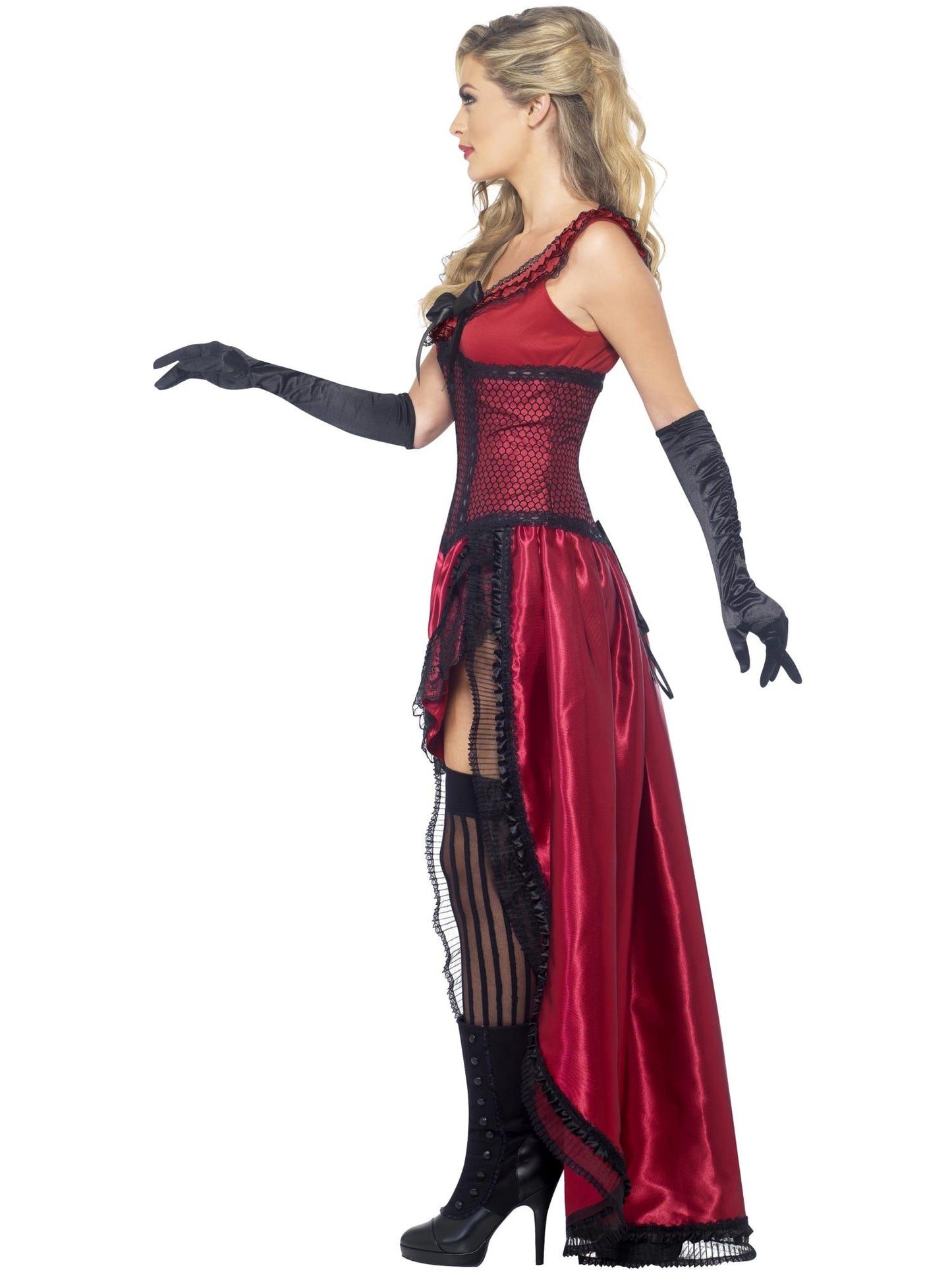 Authentische Western Kollektion, Bordell-Schätzchen Kostüm, Burgunderrot, mit Kleid und Korsett
