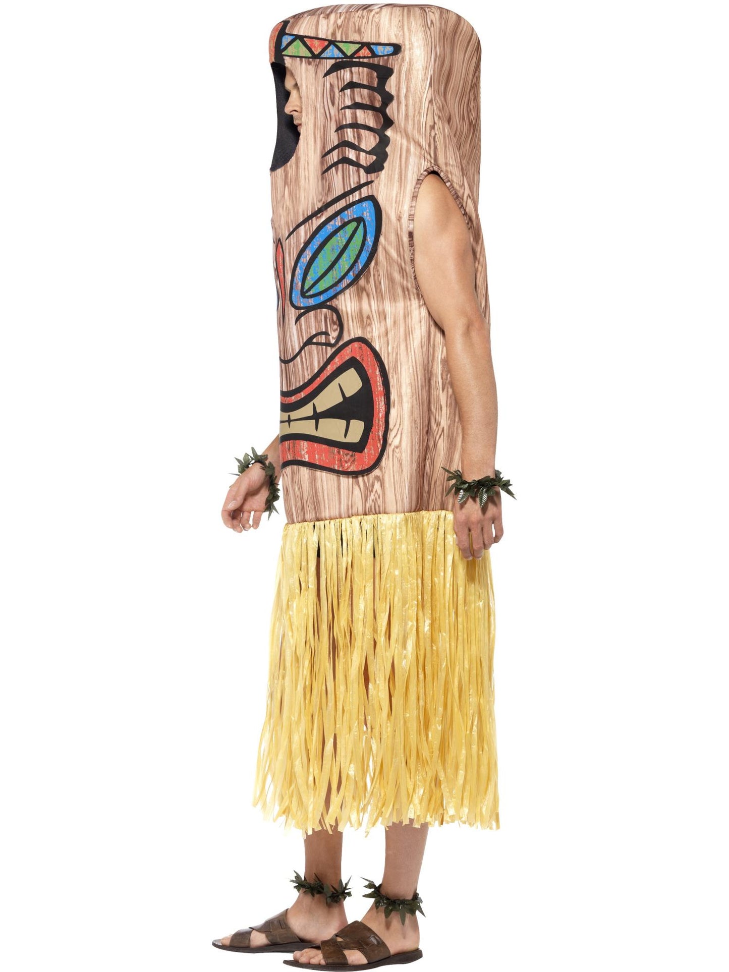 Tiki Totem Kostüm, Braun, mit Überzug, befestigtem Rock, Arm- & Beinstulpen