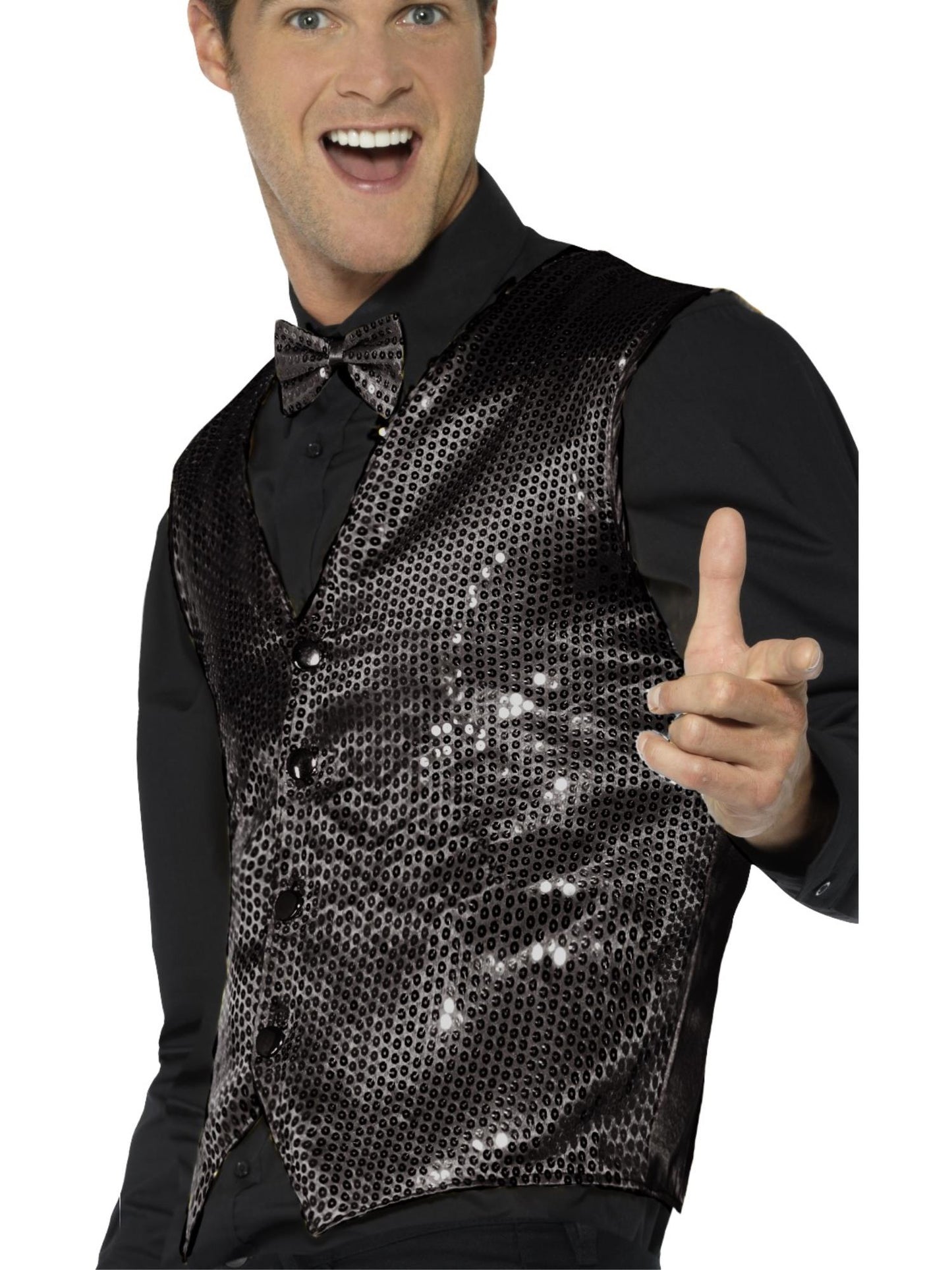 Sequin Waistcoat, Black Wholesale