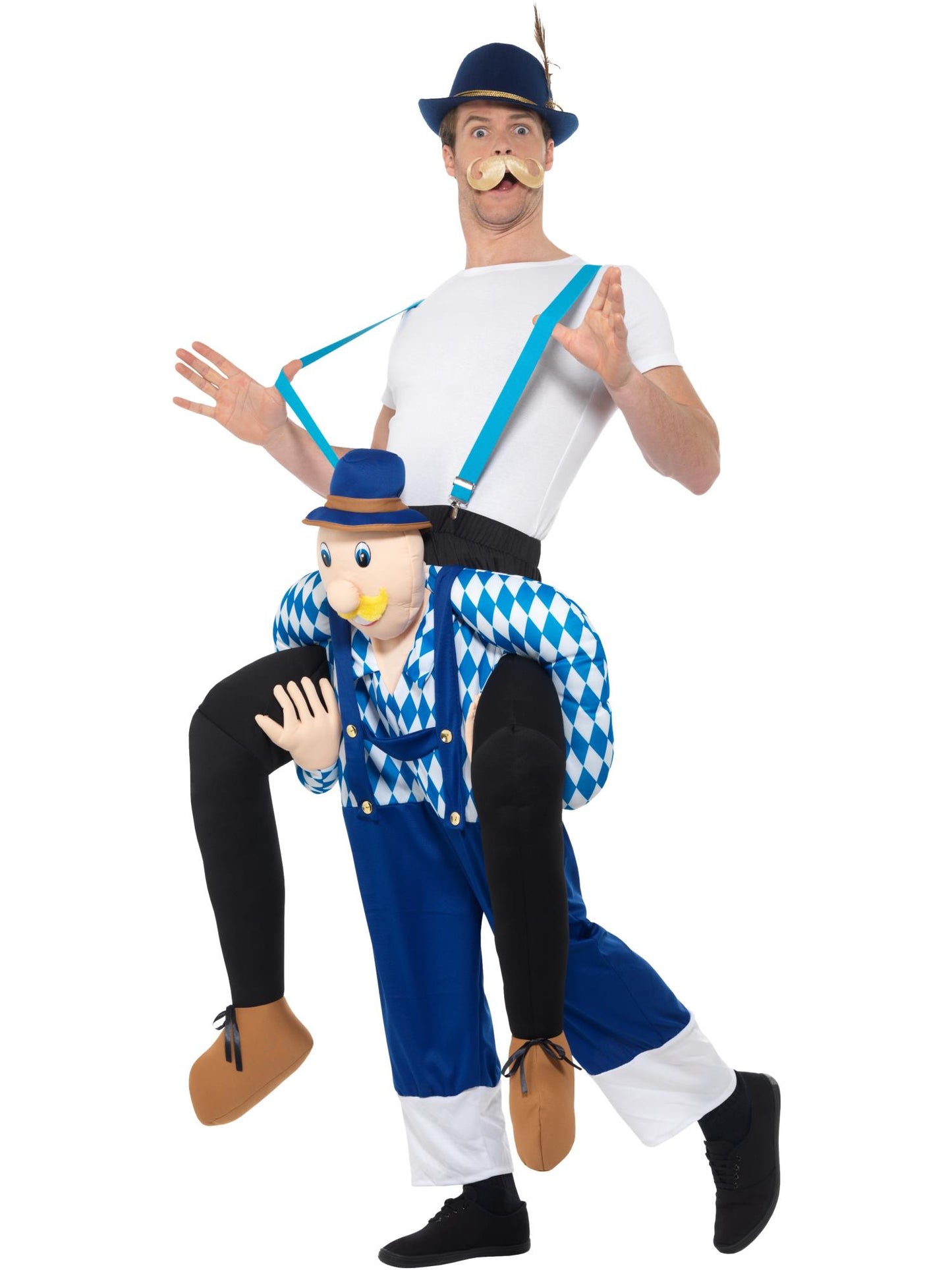 Disfraz de bávaro Piggyback,Azul,Disfraz de una pieza con piernas simuladas