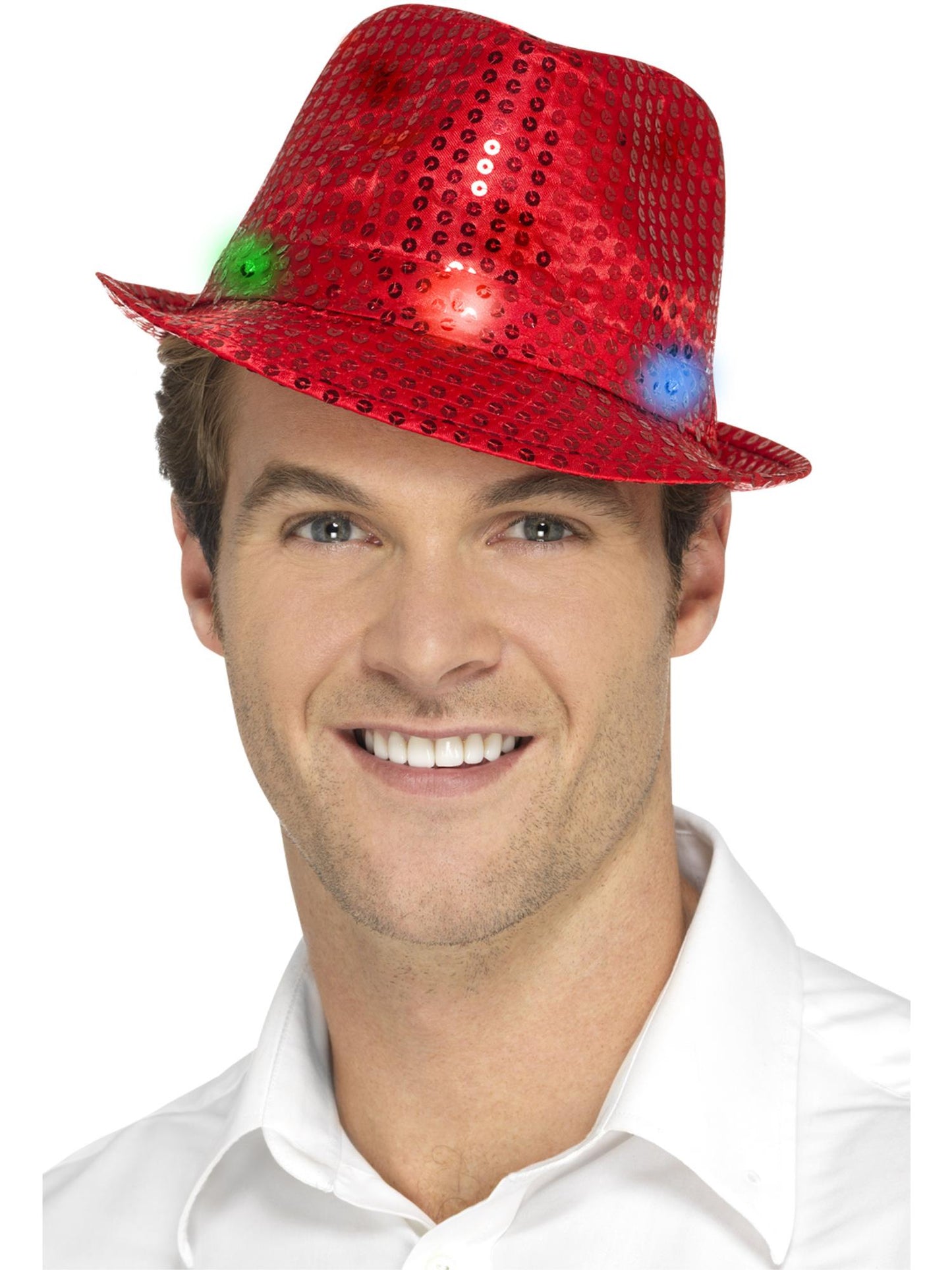 Light Up Sequin Trilby Hat, Red Wholesale