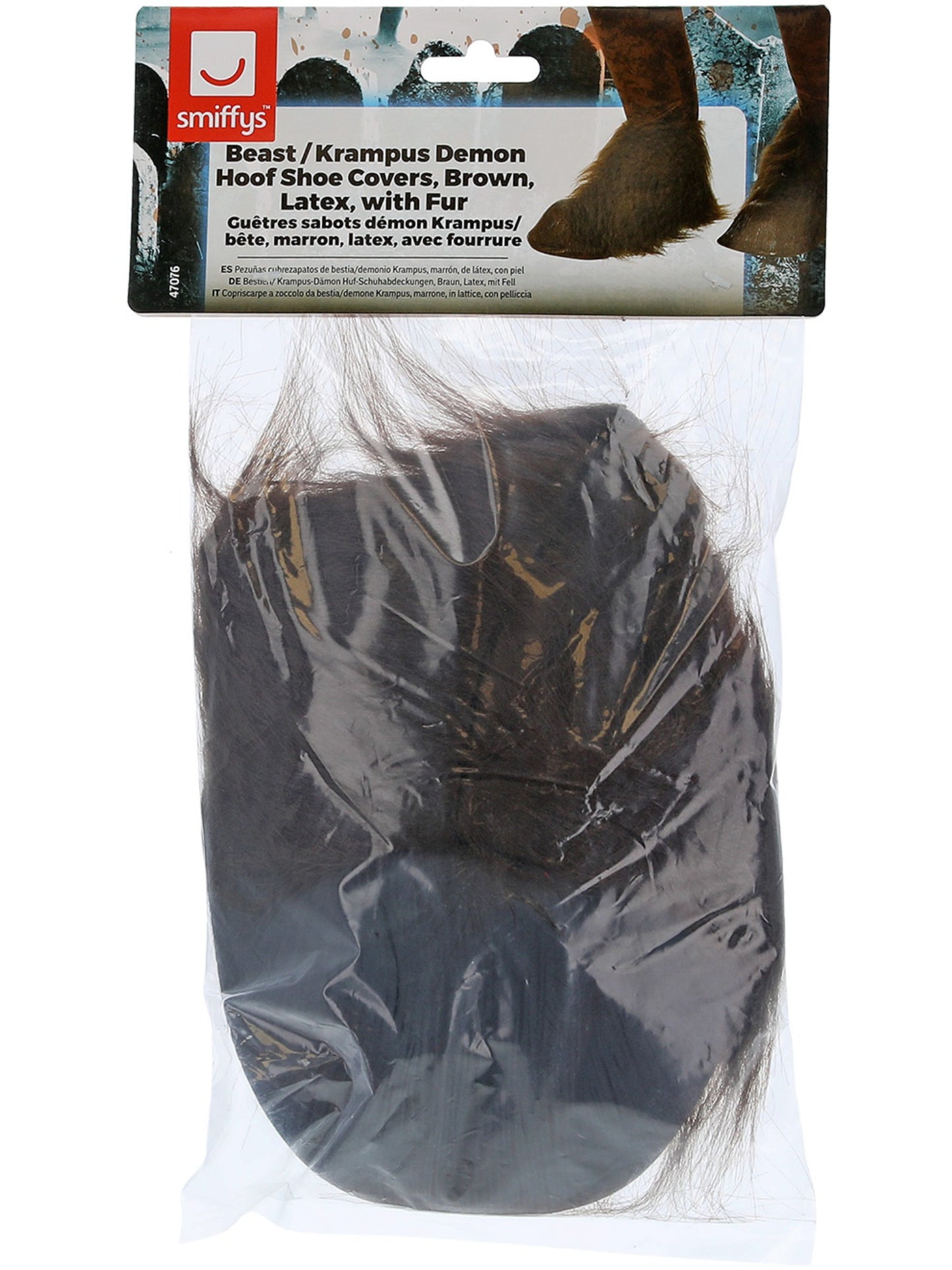 Bestien/ Krampus-Dämon Huf-Schuhabdeckungen, Braun, Latex, mit Fell