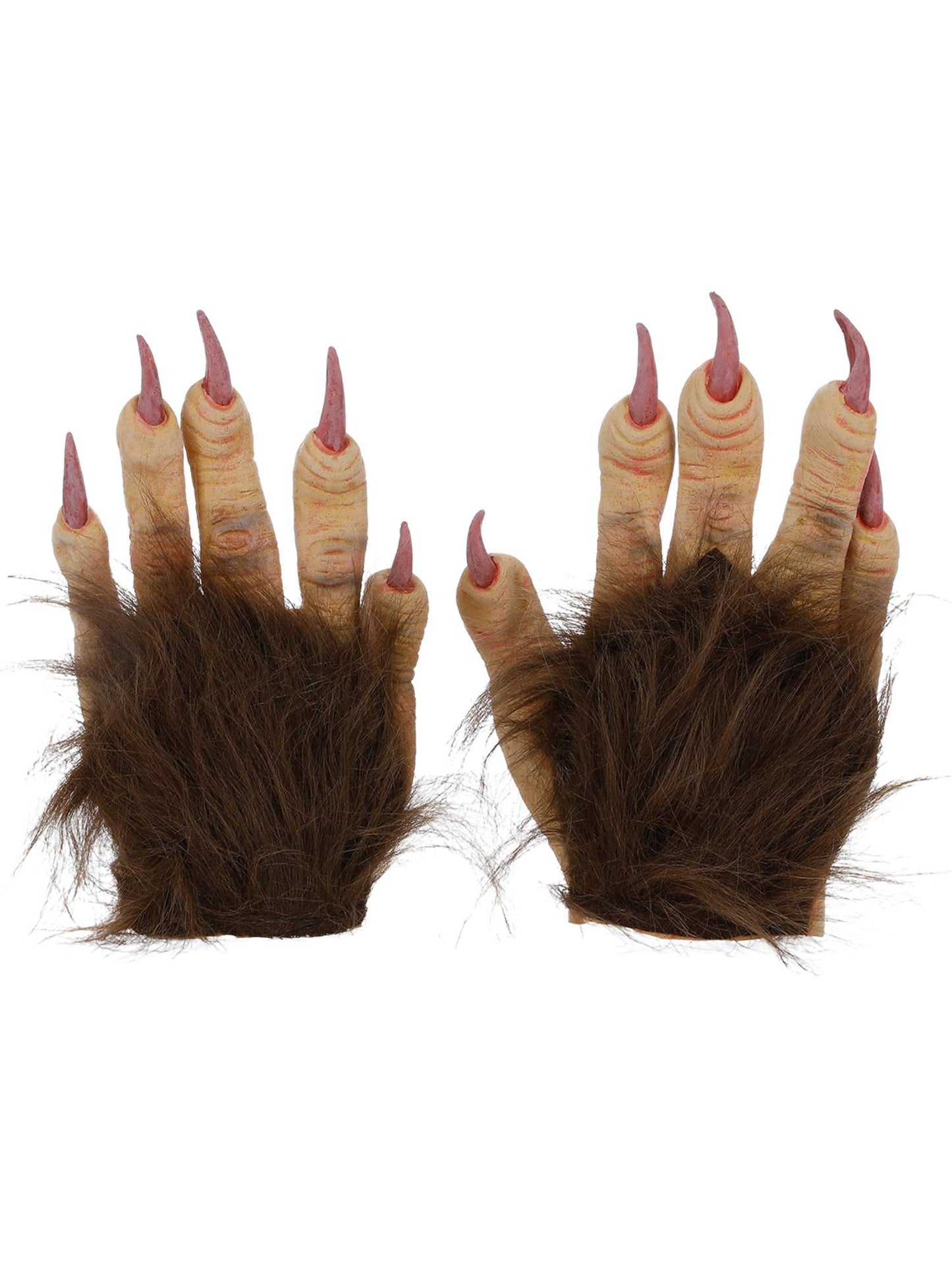 Gants Krampus/démon, marron, latex, avec fourrure