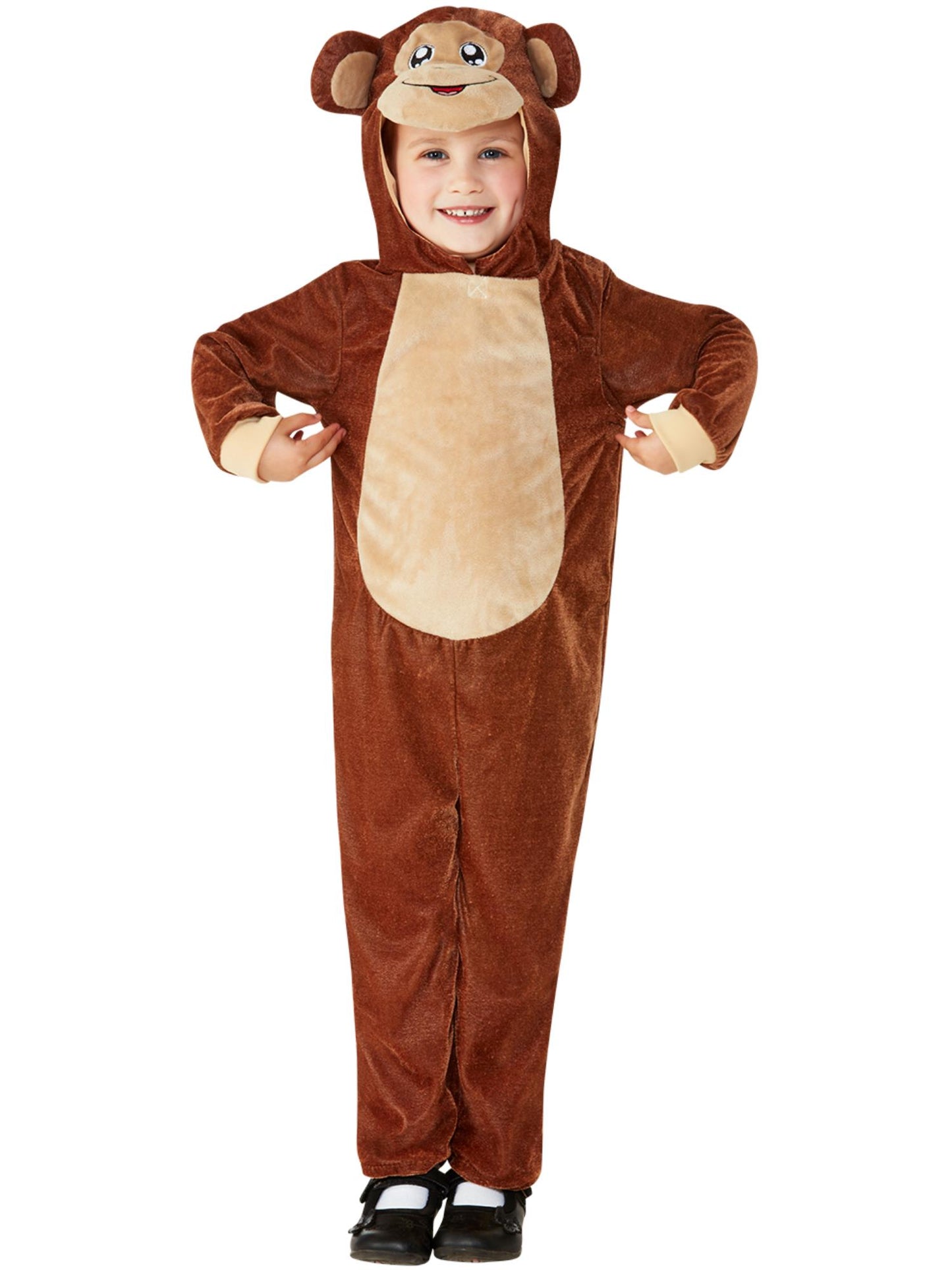Affenkostüm für Kleinkind, Braun, Mit Kapuzen-Jumpsuit
