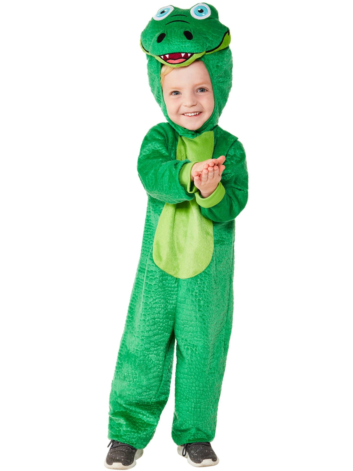 Krokodilkostüm für Kleinkind, Grün, Mit Kapuzen-Jumpsuit
