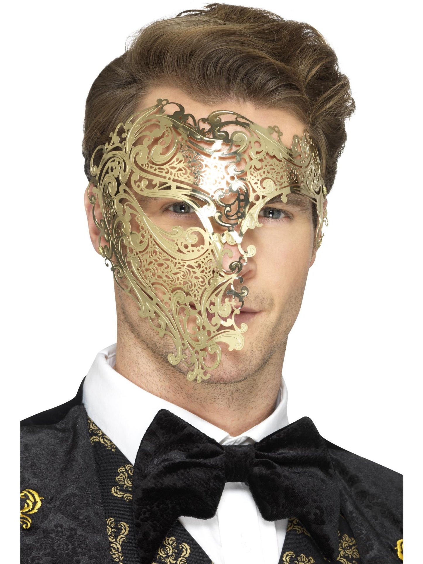 Deluxe, filigrane Metall-Phantom-Maske, Gold