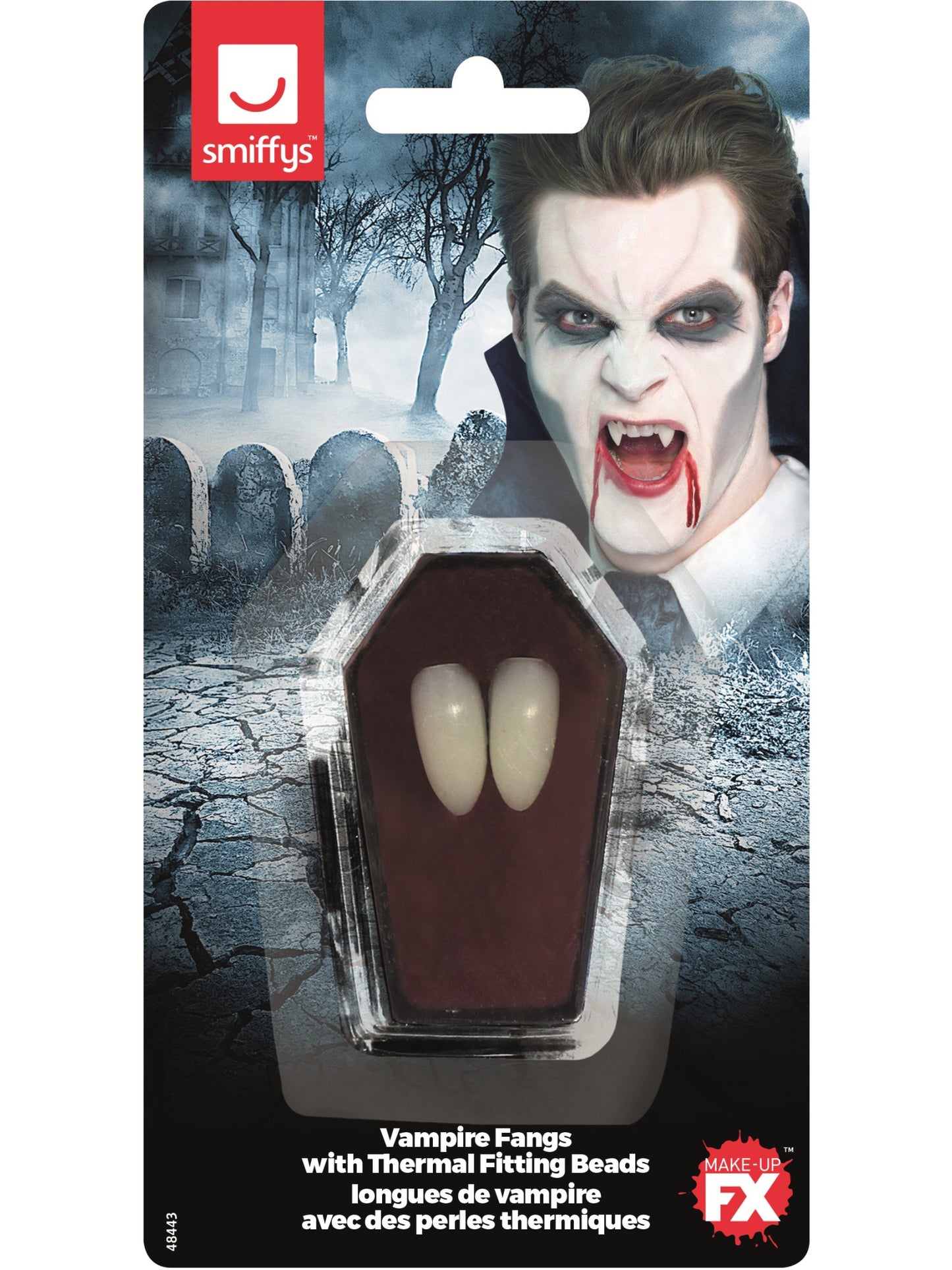 Vampirzähne, Weiß, mit erhitzbaren Haftperlen