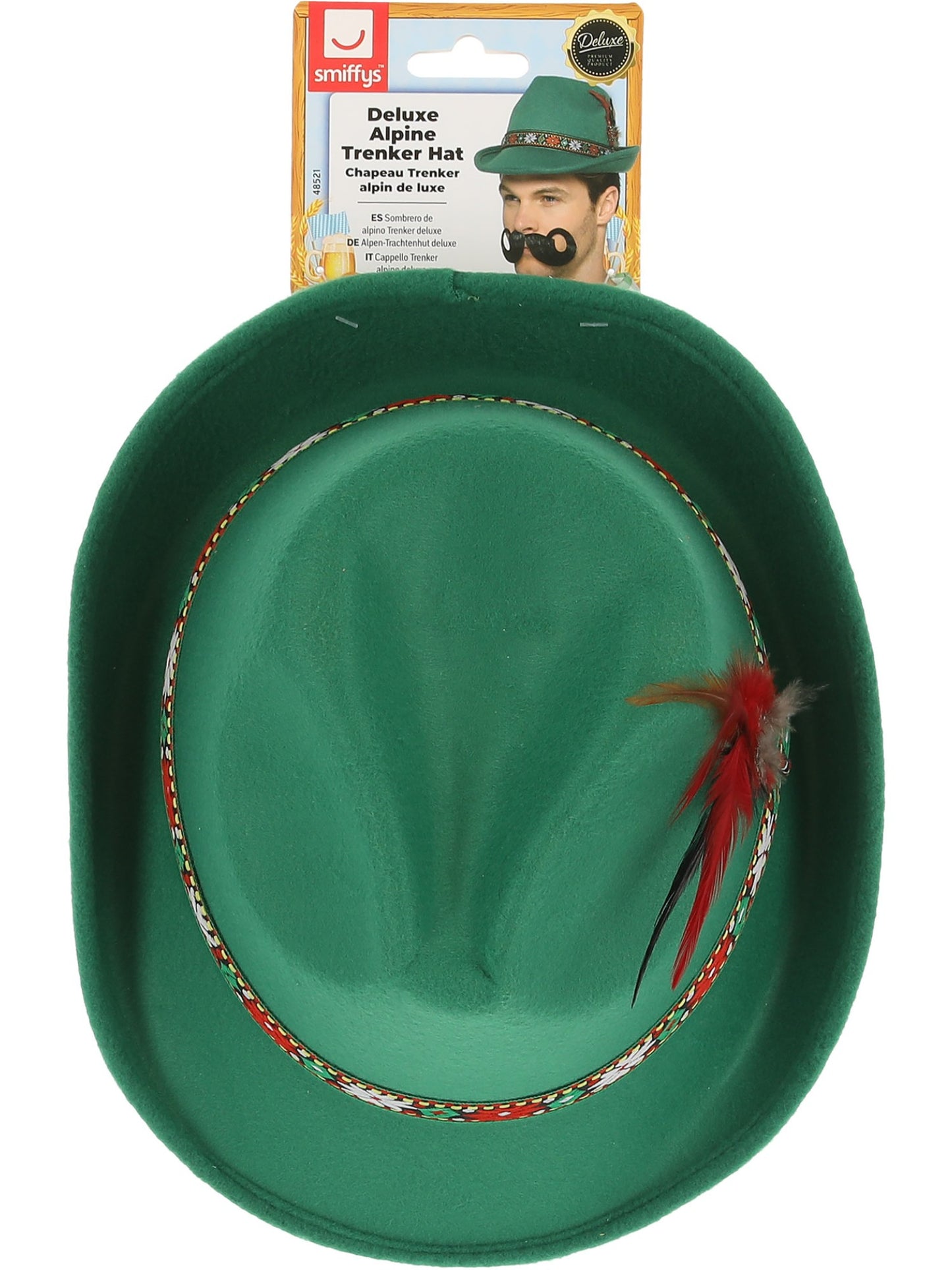 Chapeau Trenker alpin de luxe,Vert,Avec des plumes et un bord intérieur élastique