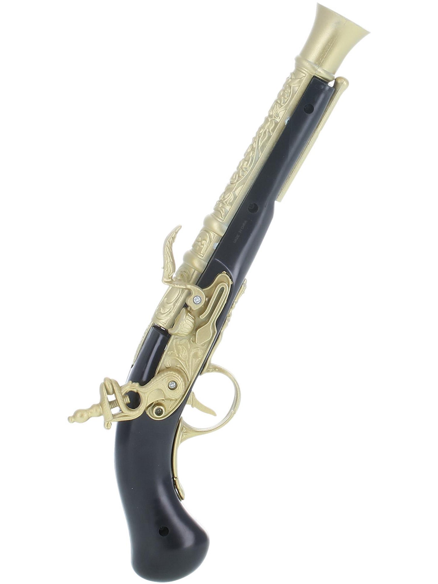Baïonnette de pirate dépliable réaliste, Noir et or, 30 cm/12 po