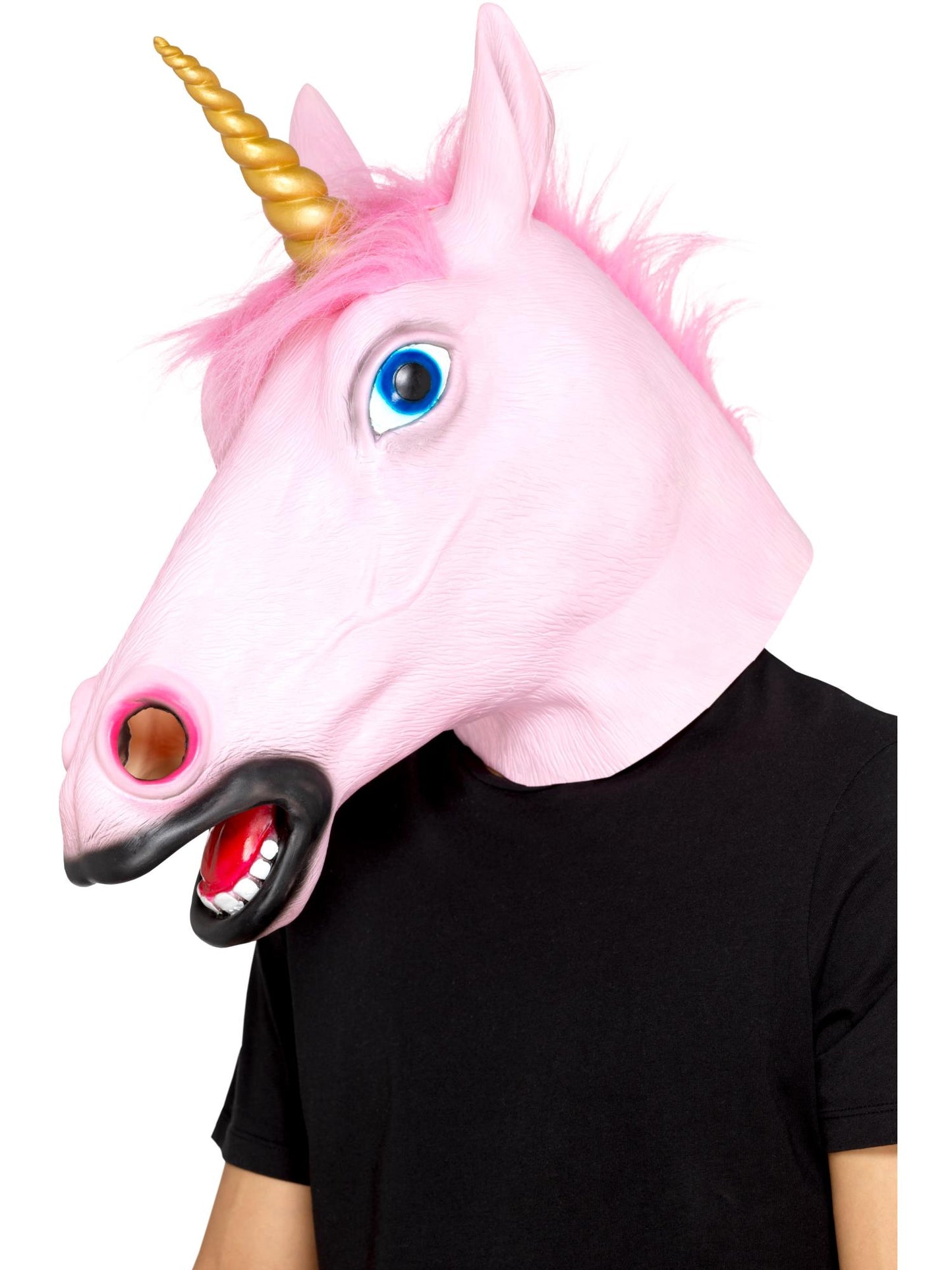 Einhorn-Latexmaske, Rosa, Umschließt Kopf