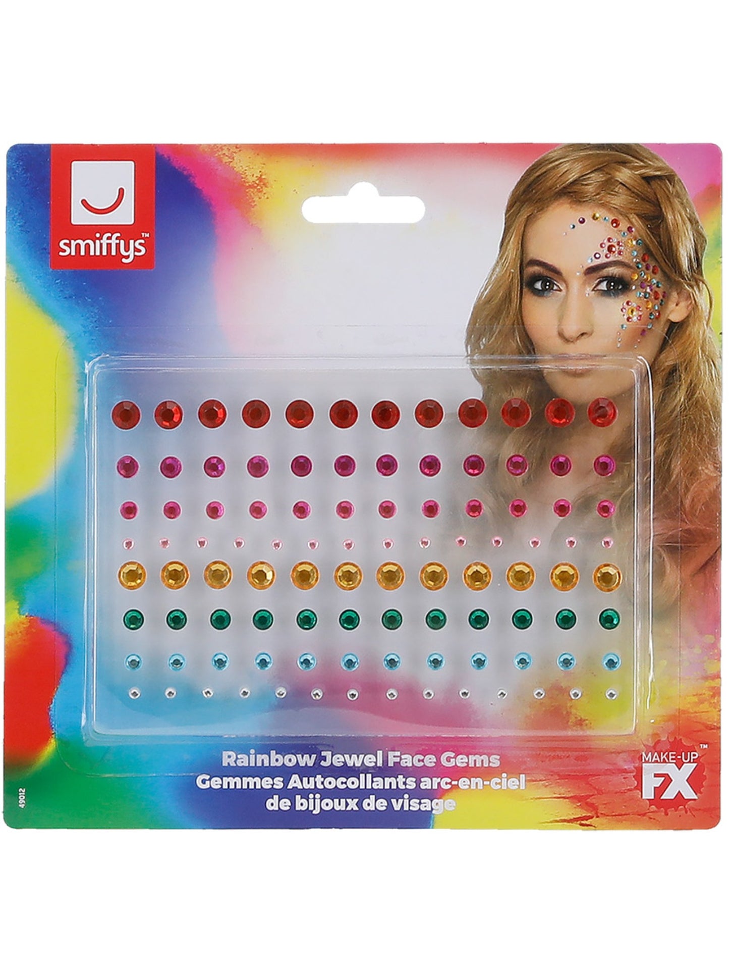 Smiffys Make-Up FX, Rainbow Jewel Face Gems, Multi Wholesale
