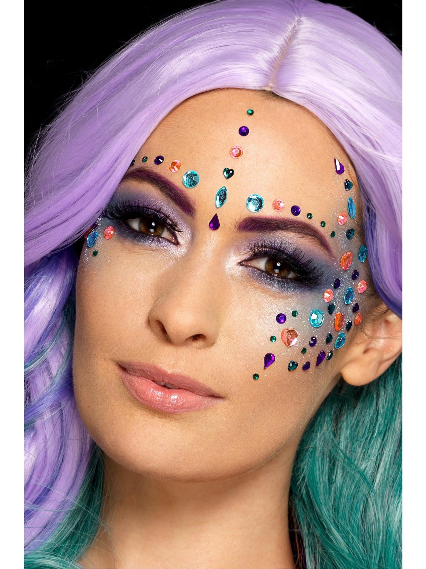 Smiffys Make-Up FX, Pastel Jewel Face Gems, Purple Wholesale