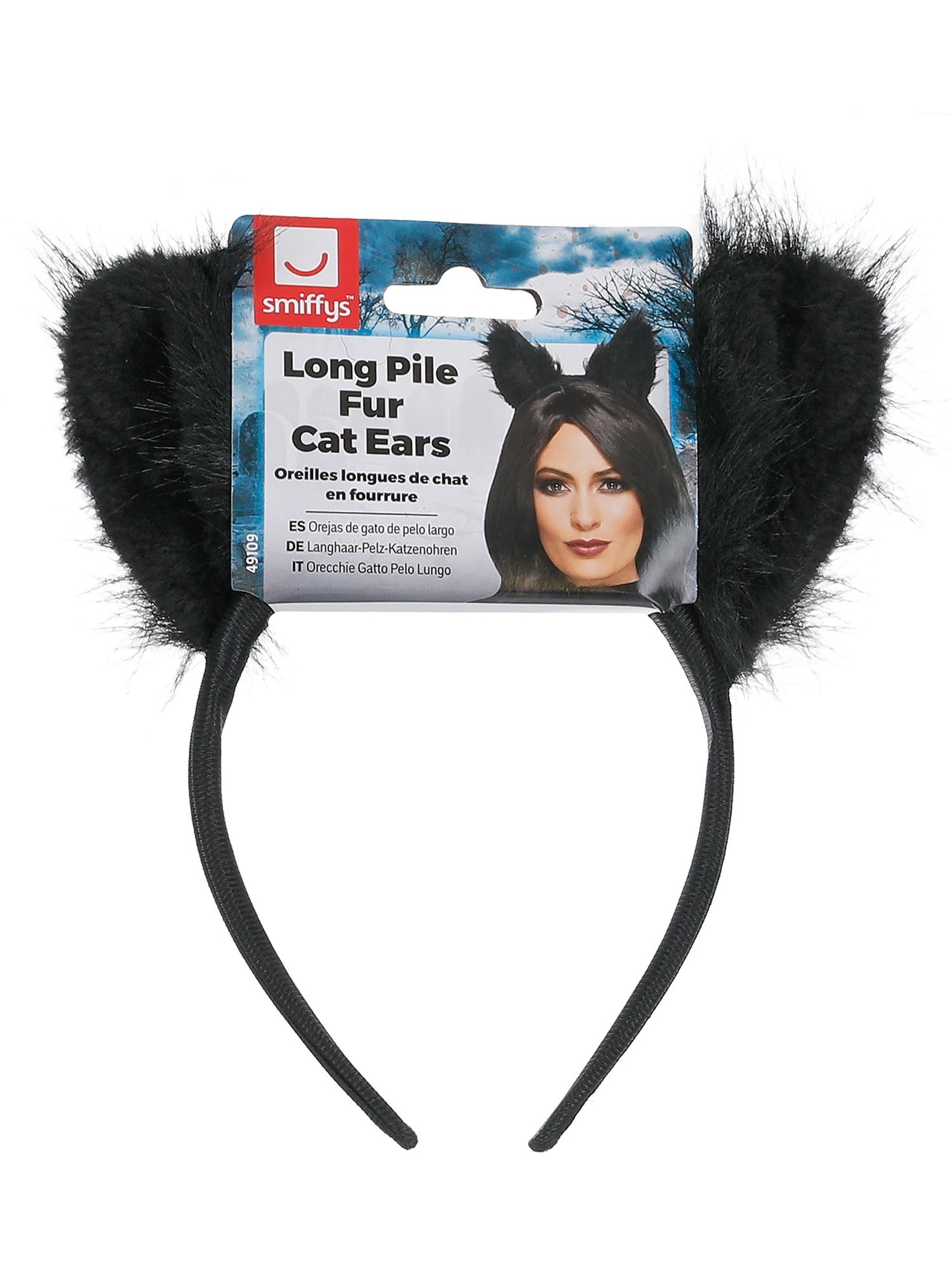 Oreilles longues de chat en fourrure, Noir