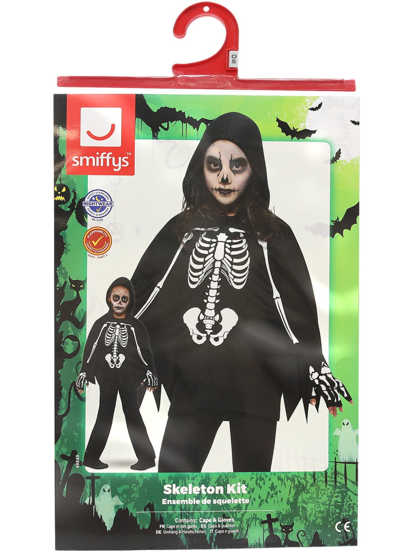 Kids Unisex Skeleton Poncho, with Gloves Wholesale