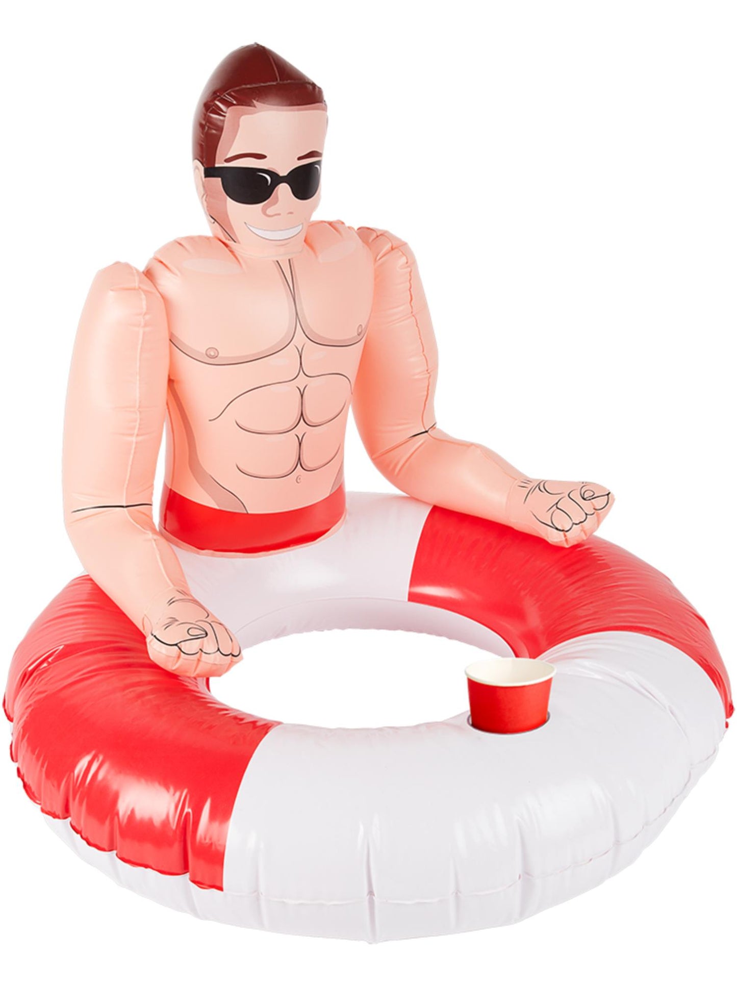 Aufblasbarer Rettungsschwimmer Schwimmring, Rot & Weiß, 88 cm/35 Zoll