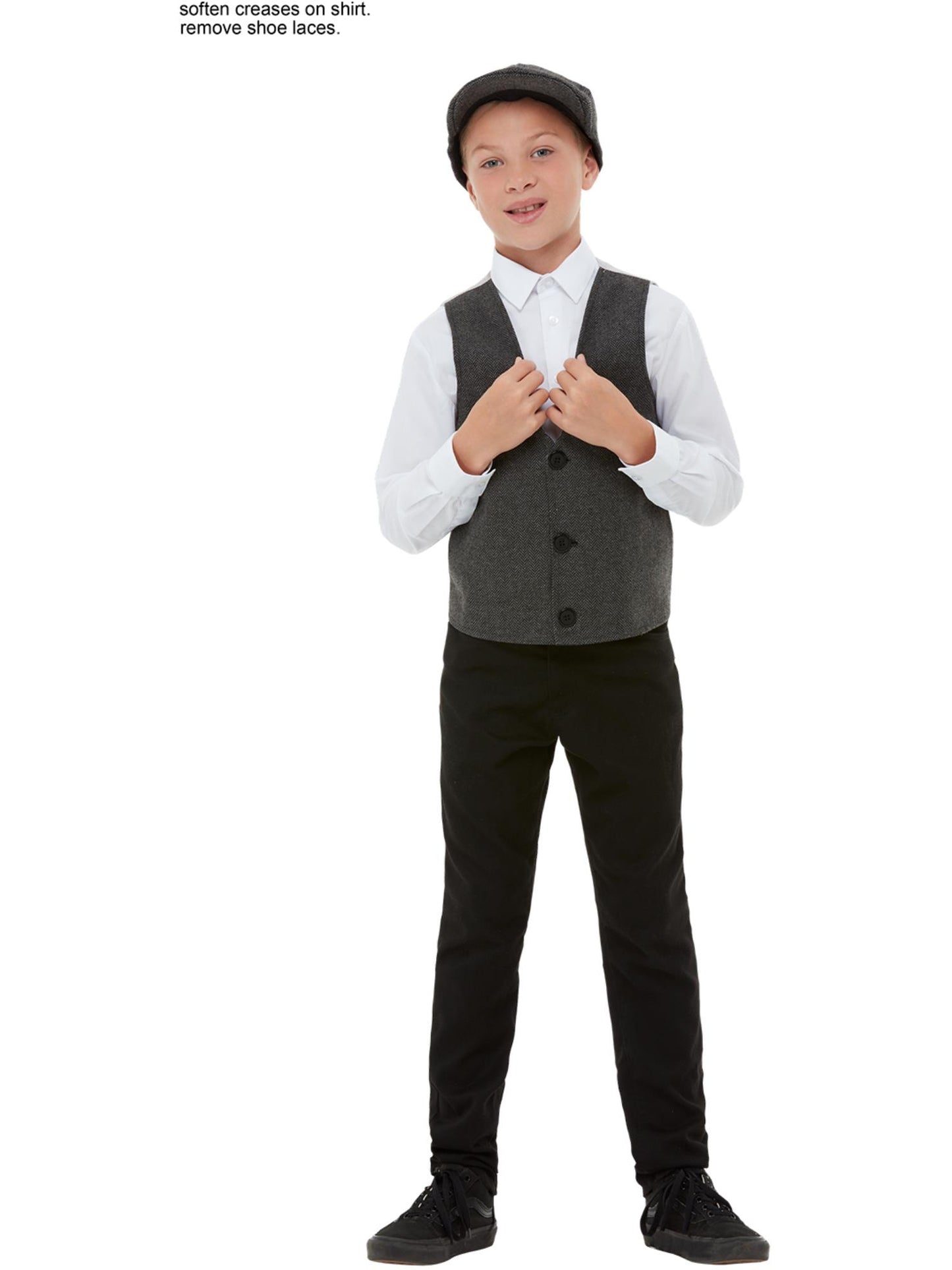 20er Jahre Gangster Jungen Set, Grau, mit Tellermütze & Weste