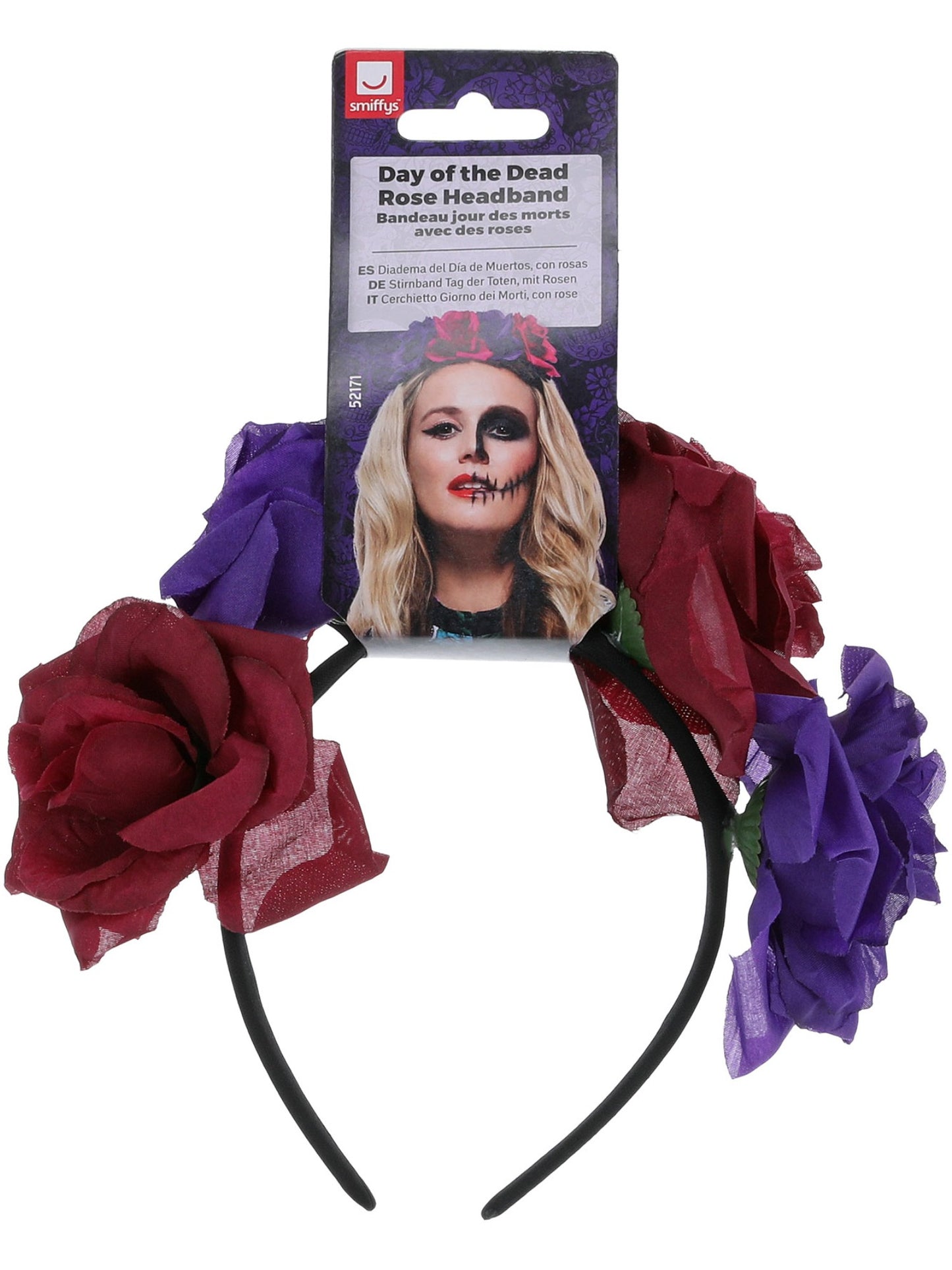 Day of the Dead Rose Headband, Multi-Coloured Wholesale