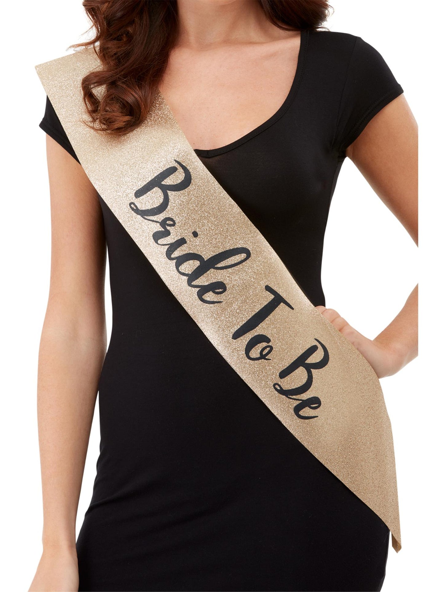 Deluxe Glitter Bride To Be Sash, Gold & Black Wholesale