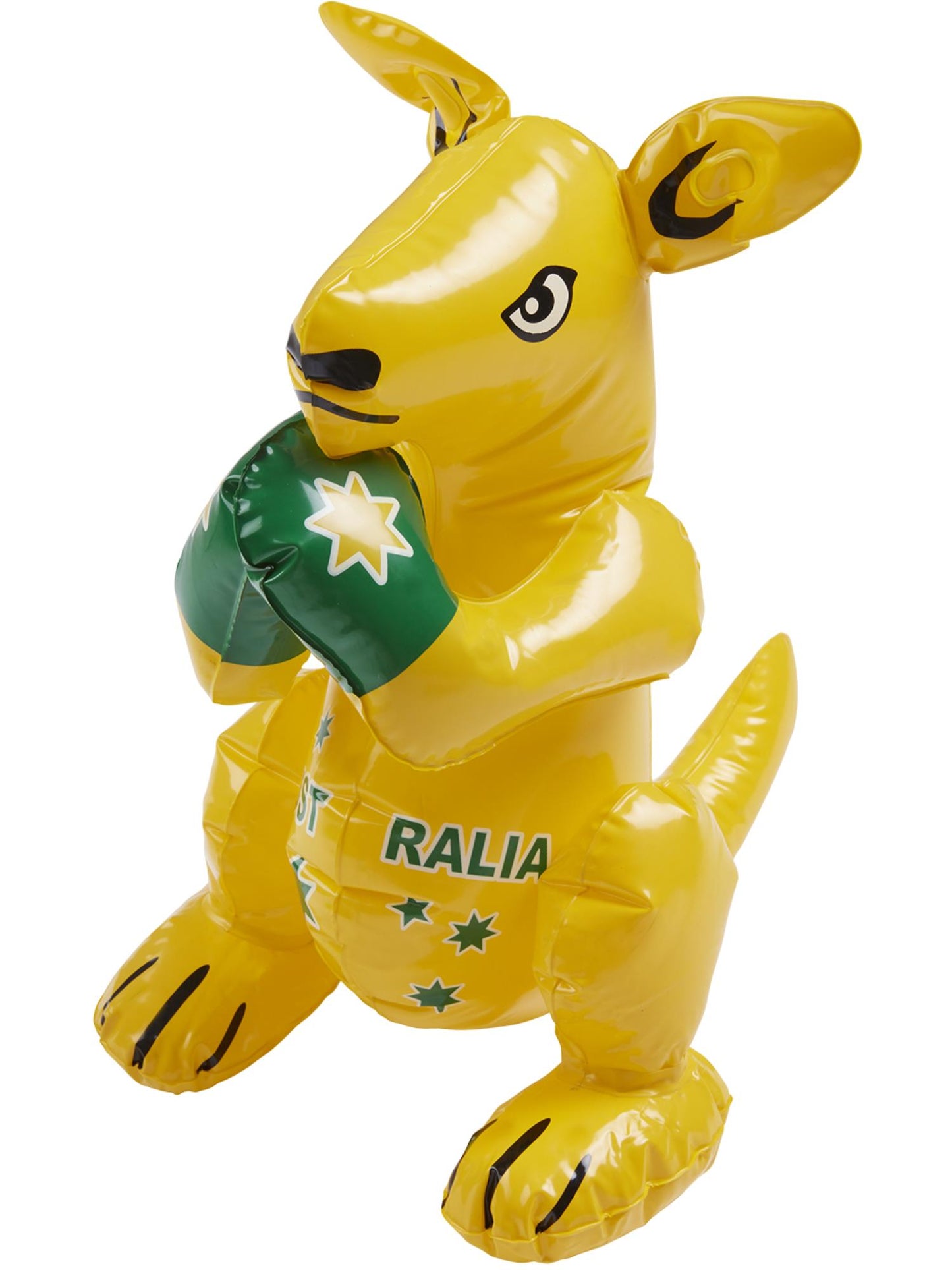 Aufblasbares Känguru, Gelb, mit Australien-Druck