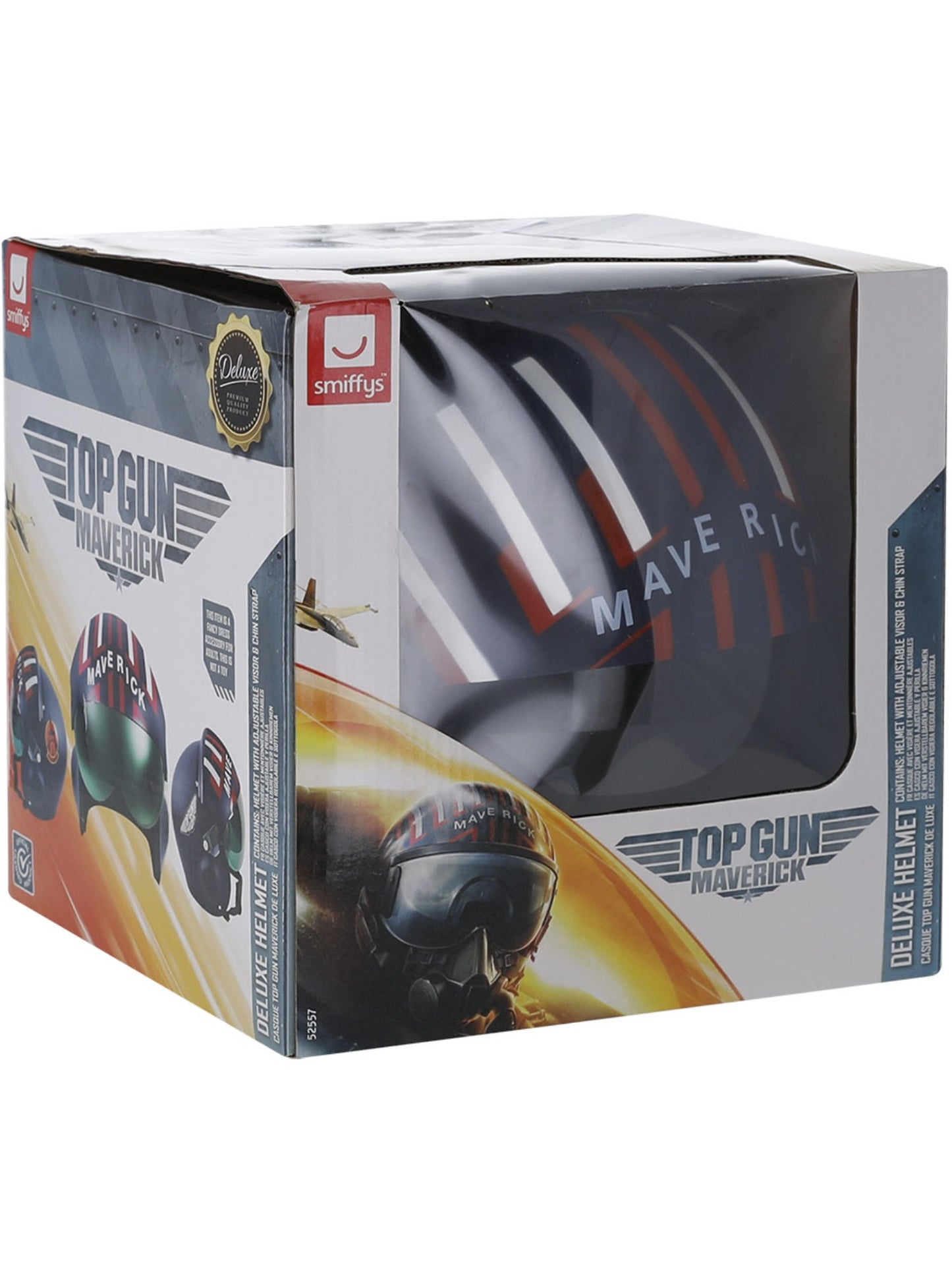 Casco Top Gun Maverick deluxe, azul marino, casco con visera ajustable y perilla