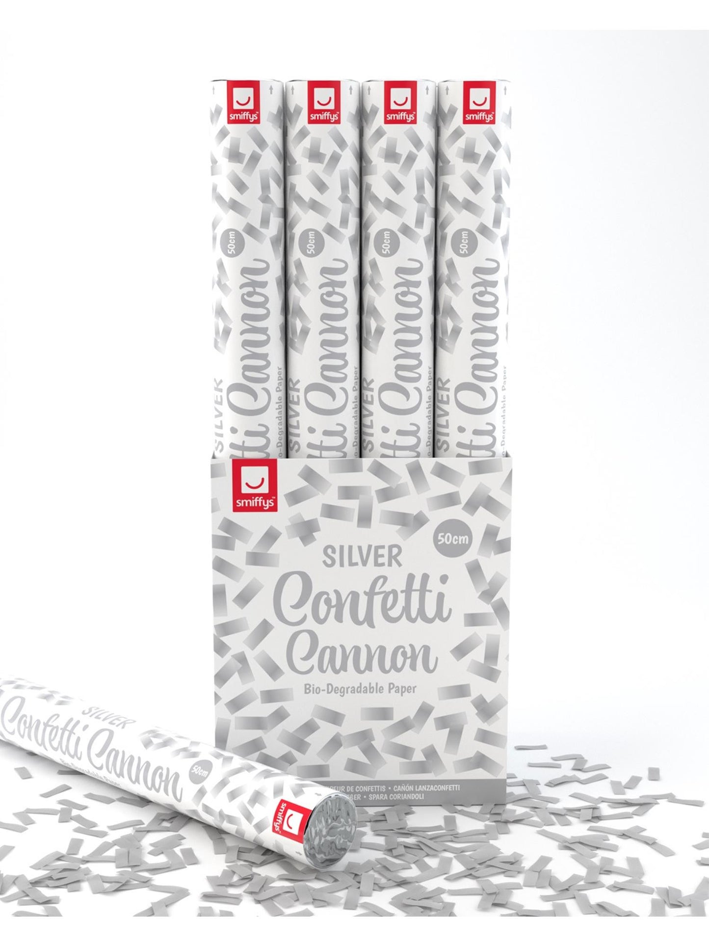 50cm Confetti Cannon, Silver, DB of 12 Wholesale