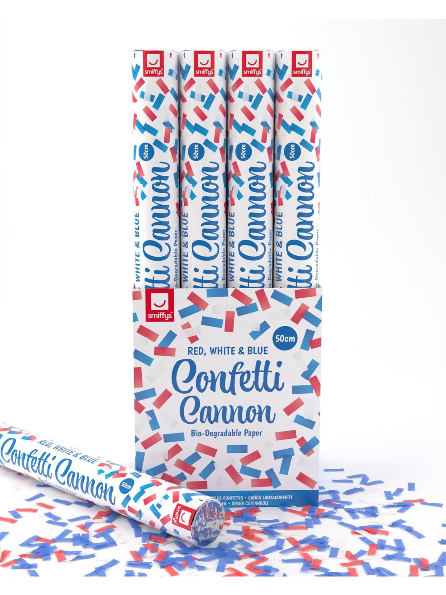 Tirador de confeti con la bandera Union Jack de 50 cm, Pak de 12 unidades con papel biodegradable