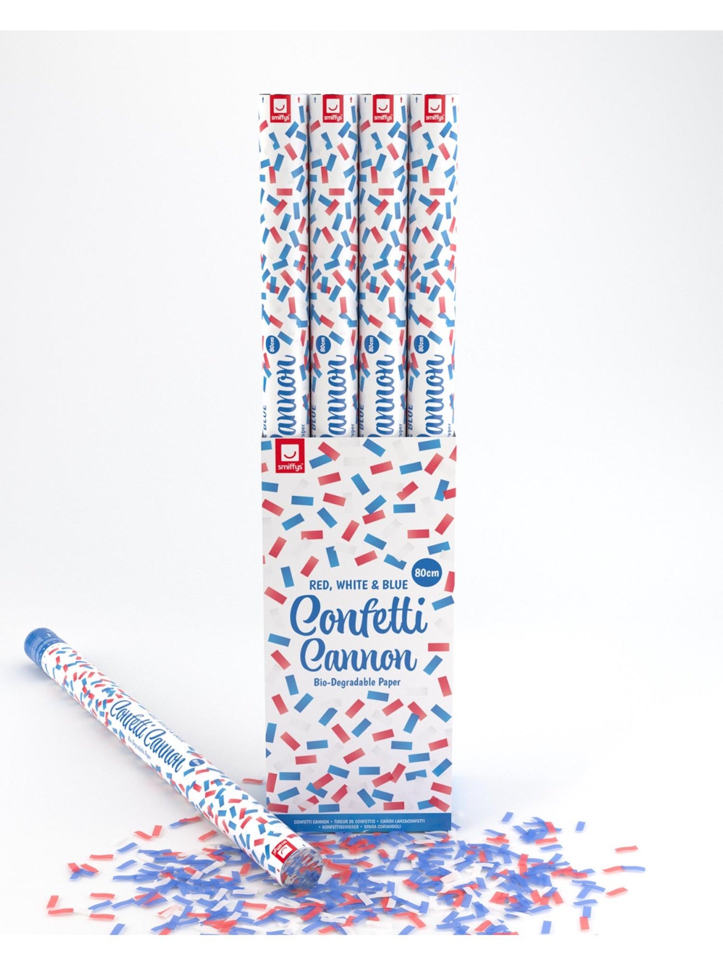 Tirador de confeti con la bandera Union Jack de 80 cm, Pak de 12 unidades con papel biodegradable