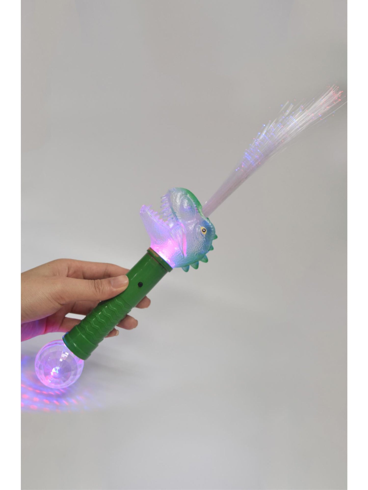 Baguette lumineuse en fibre optique dinosaure à LED, Piles incluses, 38 cm