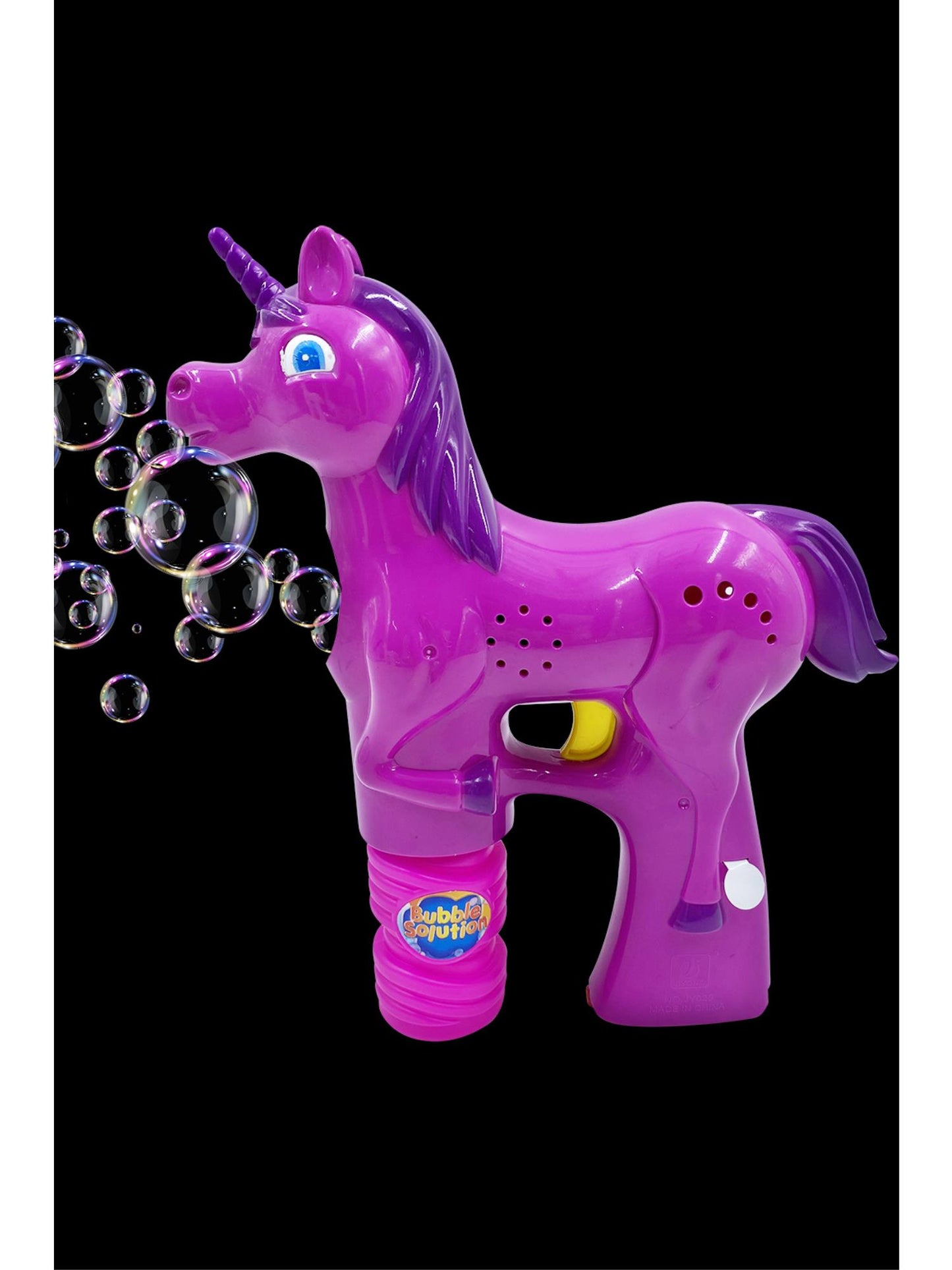 Pistolet à bulles licorne lumineux à LED, avec tube à bulles, piles incluses