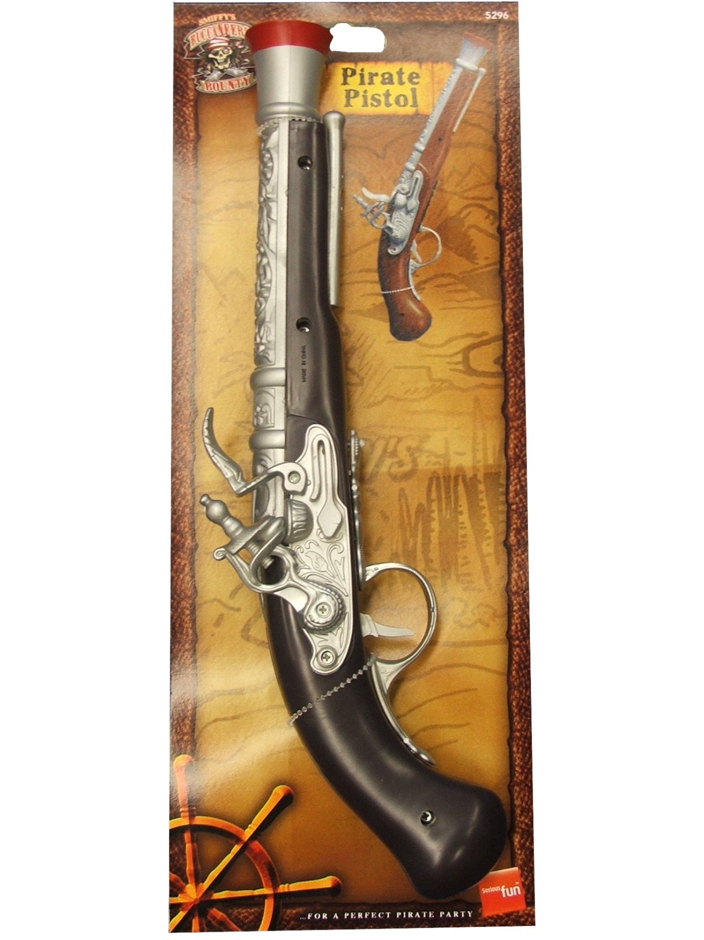 Piraten-Pistole, Silber, 30cm / 12in, Realistisch