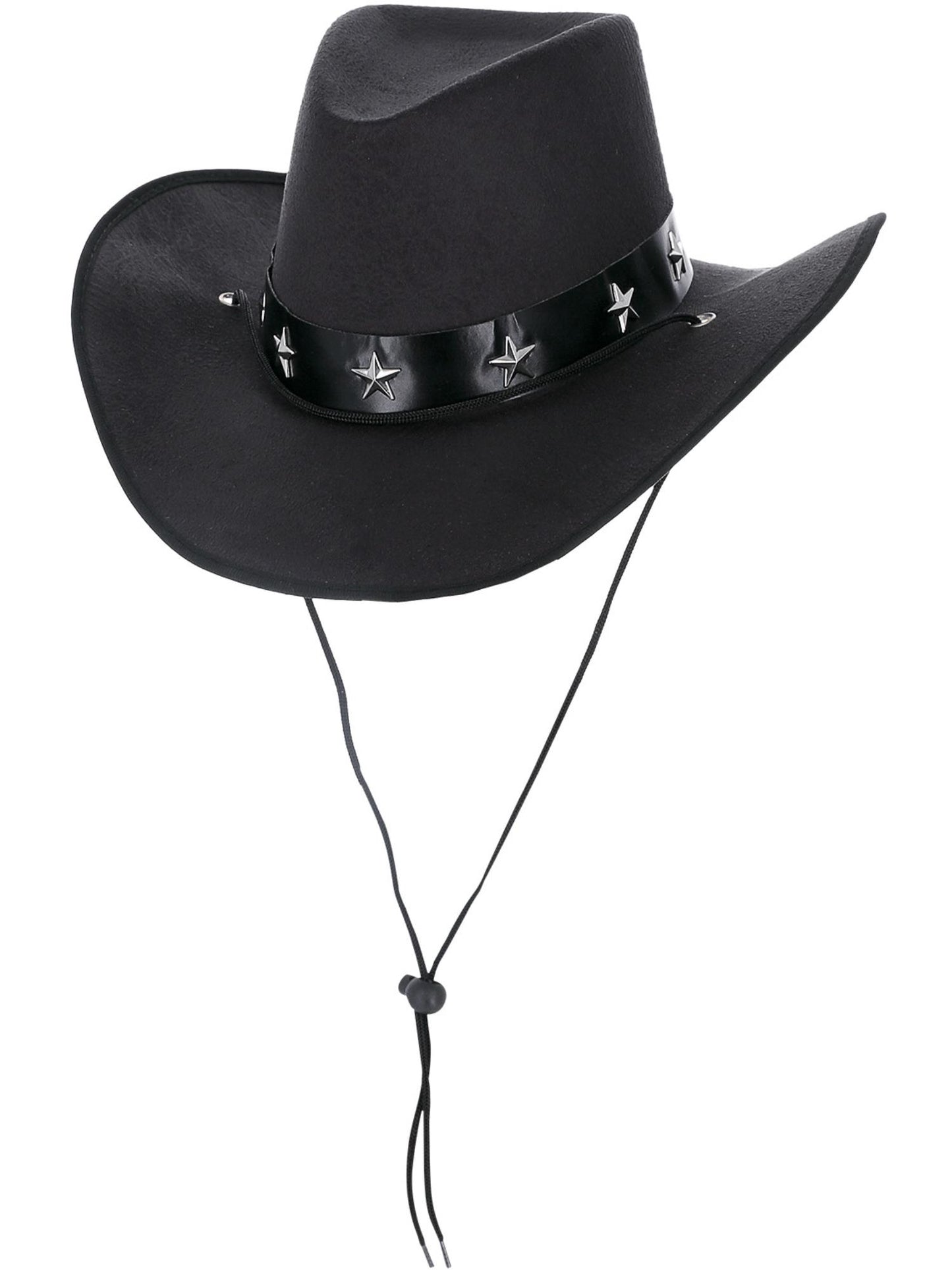 Chapeau de cowboy western en similicuir noir, avec Stars band