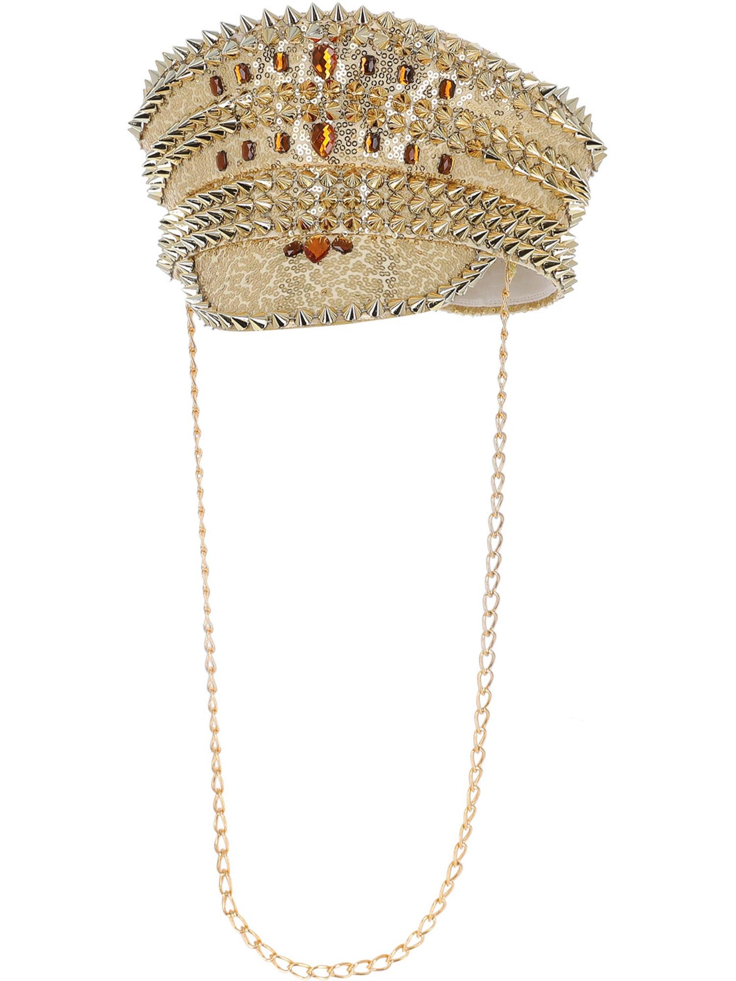 Fever Deluxe Sequin Studded Captains Hat, Gold Wholesale