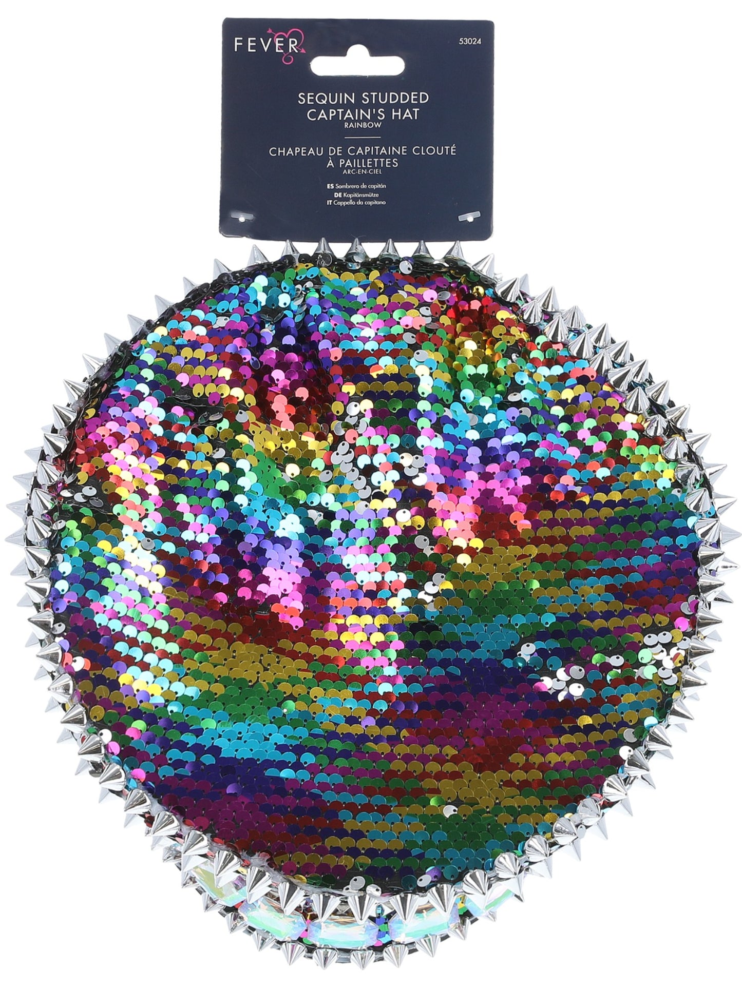 Fever Deluxe Sequin Studded Captains Hat, Rainbow Wholesale